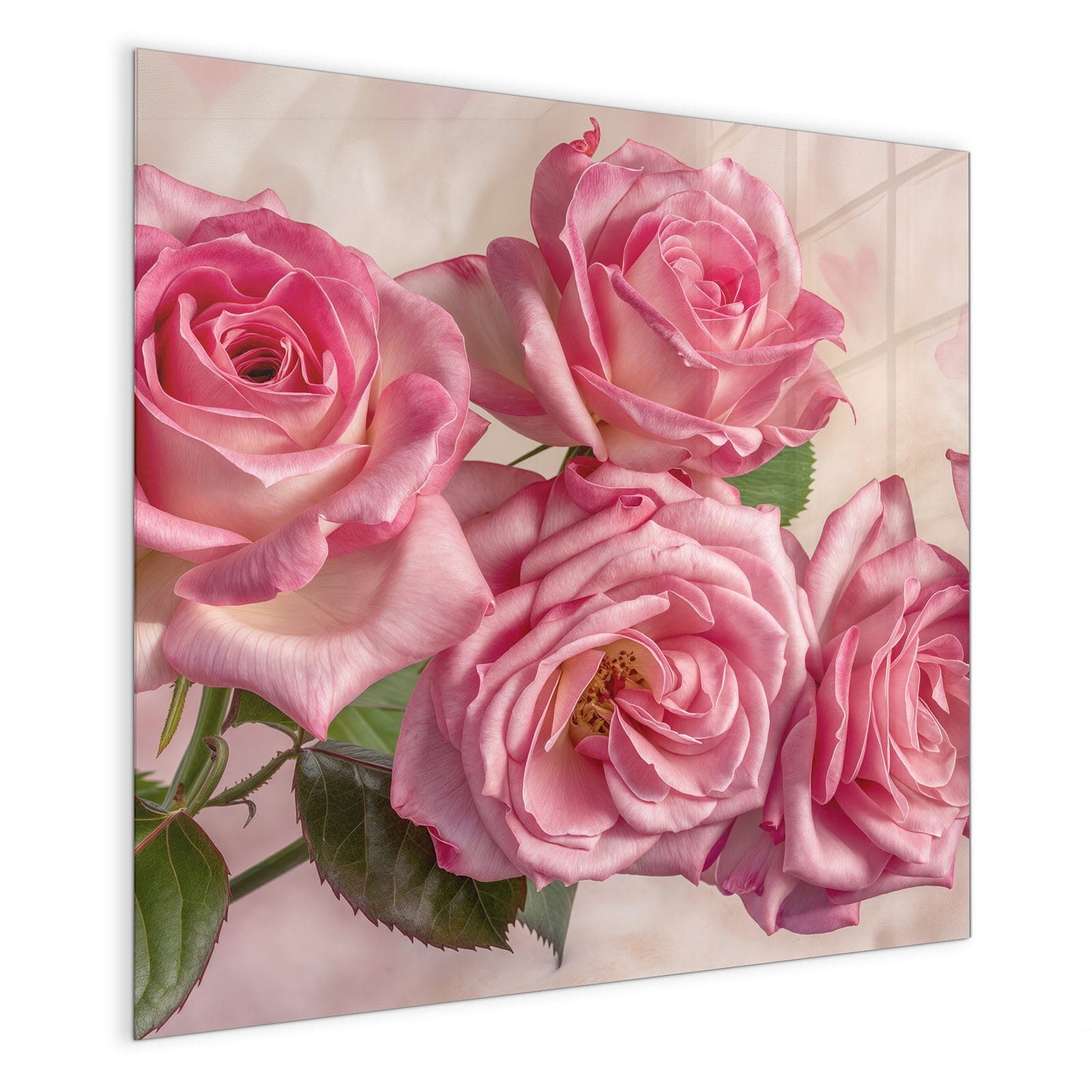 Primedeco Magnettafel Glas Rosenblütenpracht Pinnwand Whiteboard beschreibbar, (Inklusive Stift, Magnete und Montagematerial, 1-tlg., 9 verschiedene Größen), Magnetisch und Beschreibbar