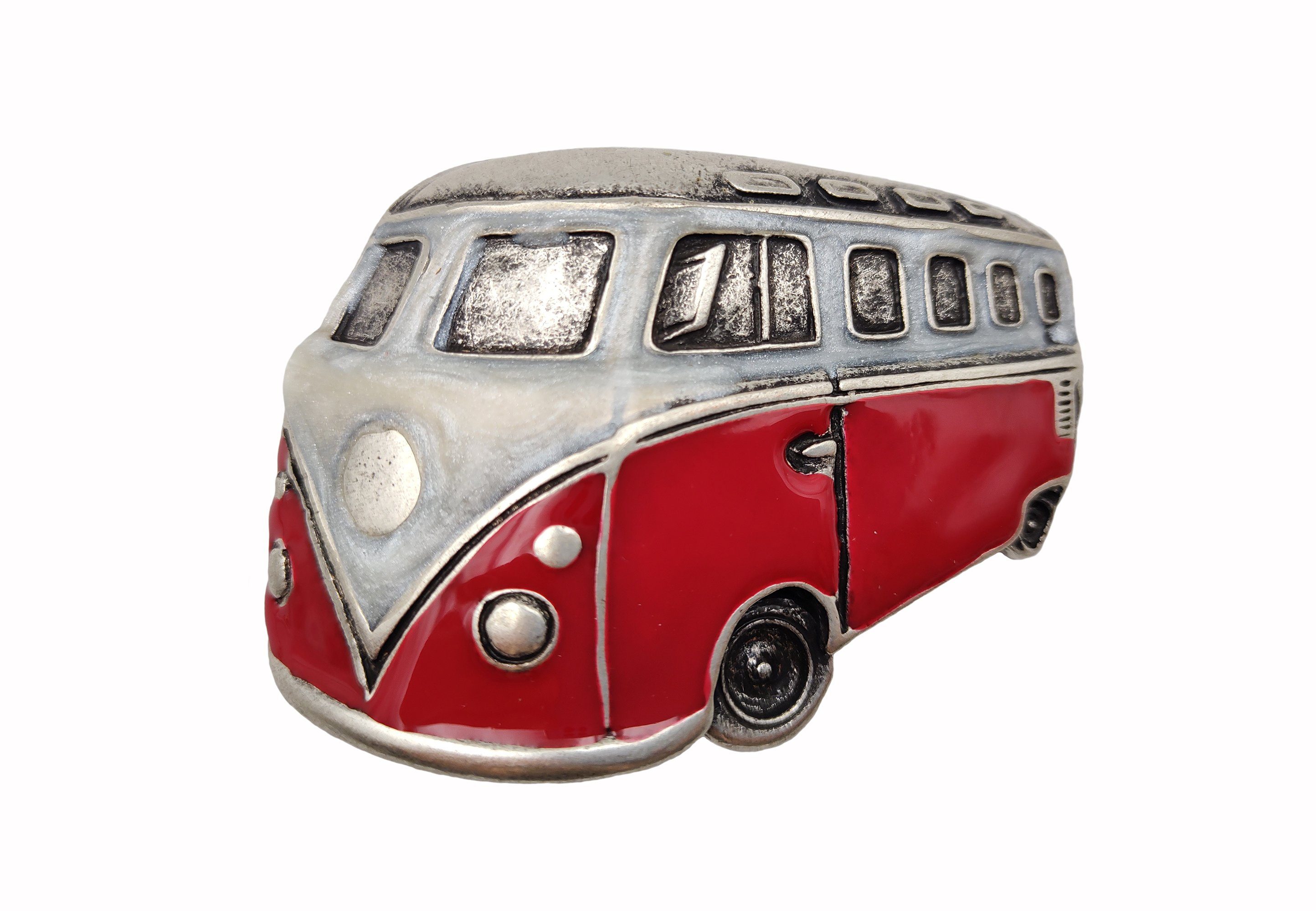 Cassandra Accessoires Gürtelschnalle Wechselschnalle Gürtelschließe Buckle "Bus" im angesagten Retro-Design rot