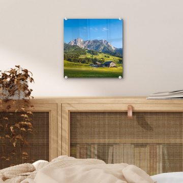 MuchoWow Acrylglasbild Berg - Himmel - Wald, (1 St), Glasbilder - Bilder auf Glas Wandbild - Foto auf Glas - Wanddekoration