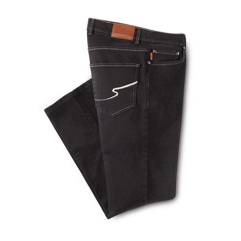 Francesco Botti 5-Pocket-Jeans Kontrastnähte, Stickereien