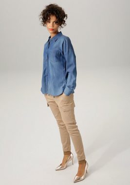 Aniston CASUAL Jeansbluse mit dezentem Used-Effekt