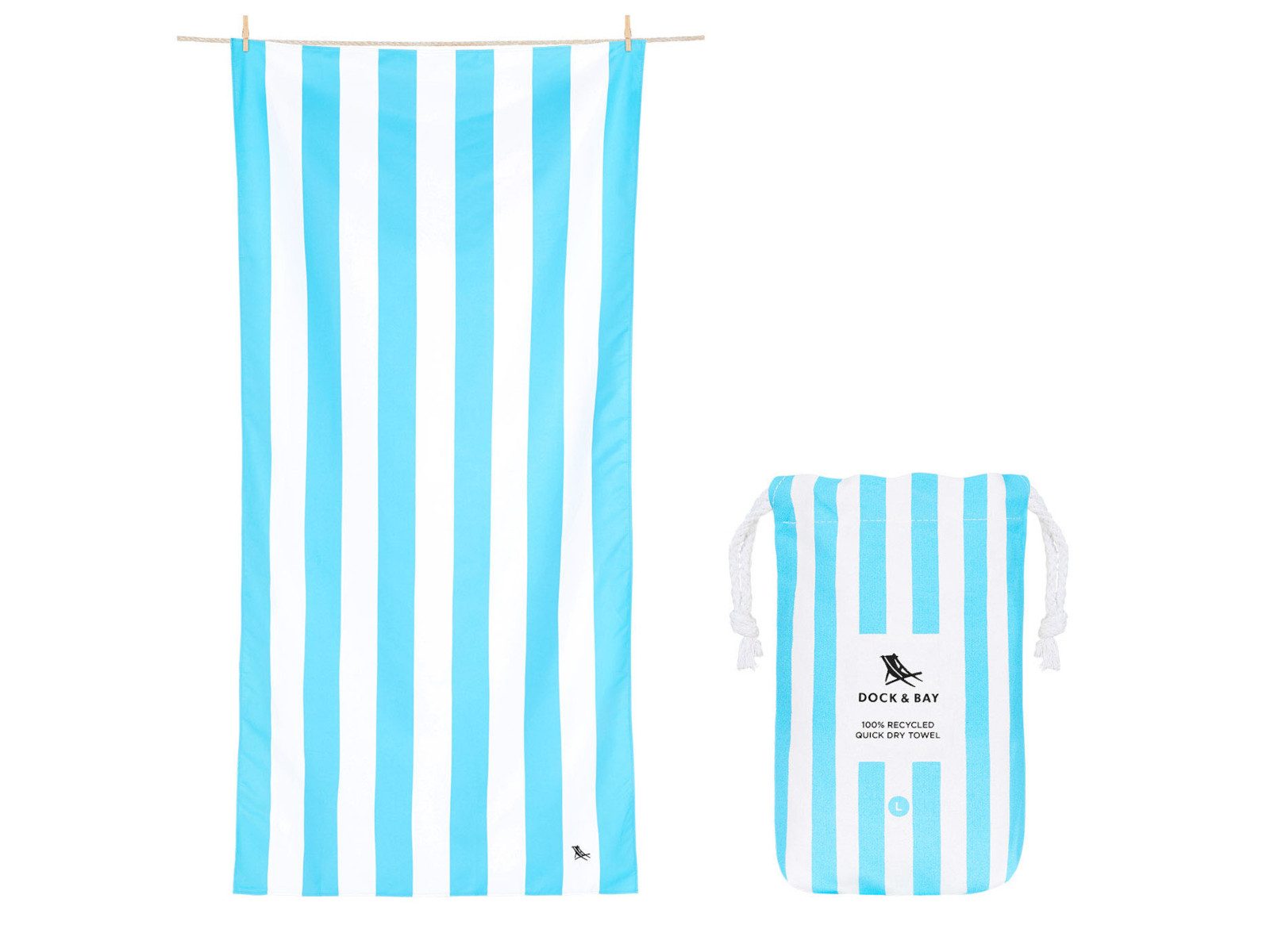 Dock & Bay LTD c/o Strandtuch Beach Towel L Tulum Blue 160x90cm, Polyester (TOWLB-CAB-LG-LTBLU-R)