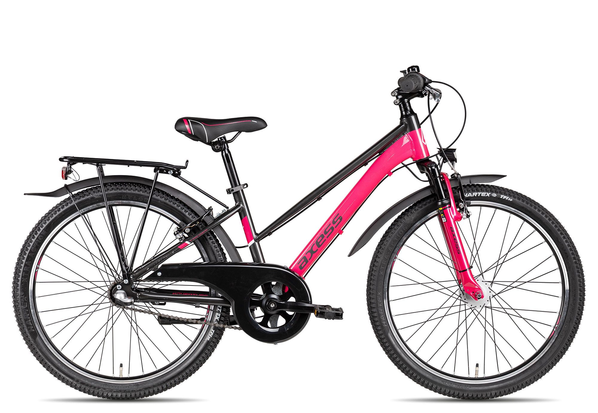Axess Kinderfahrrad Adventure 3 24 Trapez, 3 Gang Shimano Nexus 3 Rücktritt Schaltwerk, Nabenschaltung Rücktritt, Nebenschaltung Rücktritt violett/rosa