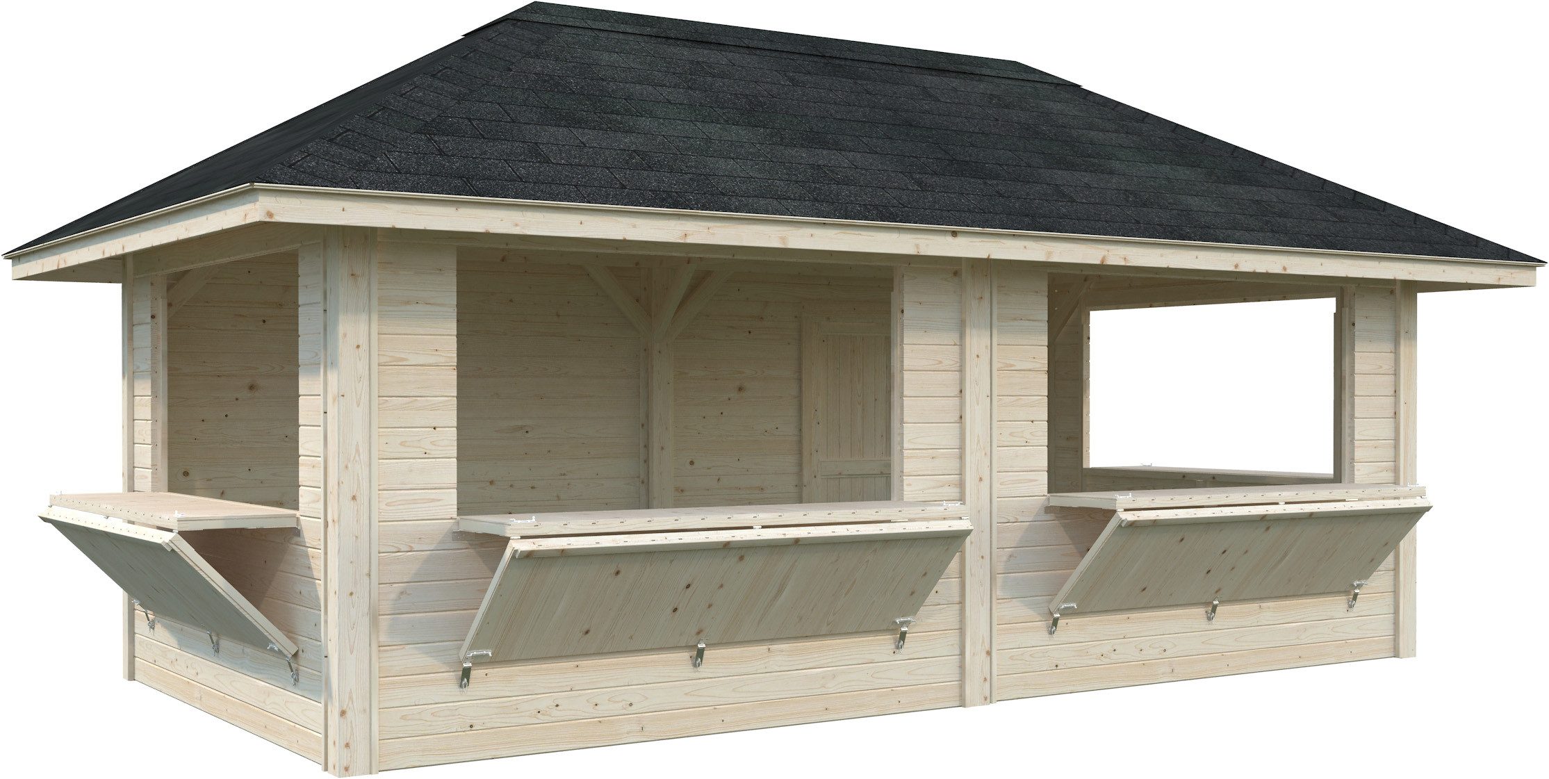 Palmako Holzpavillon Bianca 16,6 m² Set 112, (Set), BxTxH: 672x384x319 cm