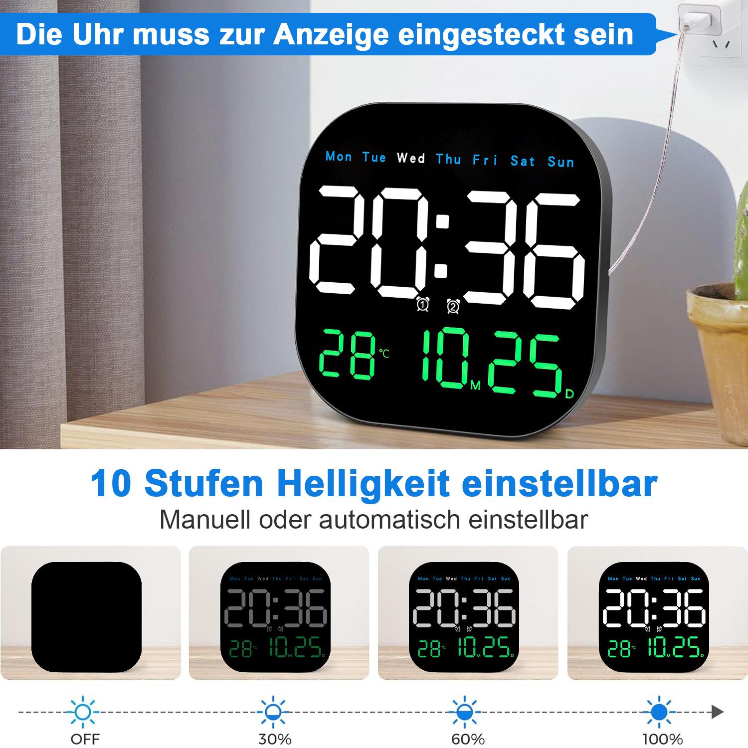 ZEUOPQ Wanduhr Wanduhr Digitale mit Fernbedienung, günstig online kaufen