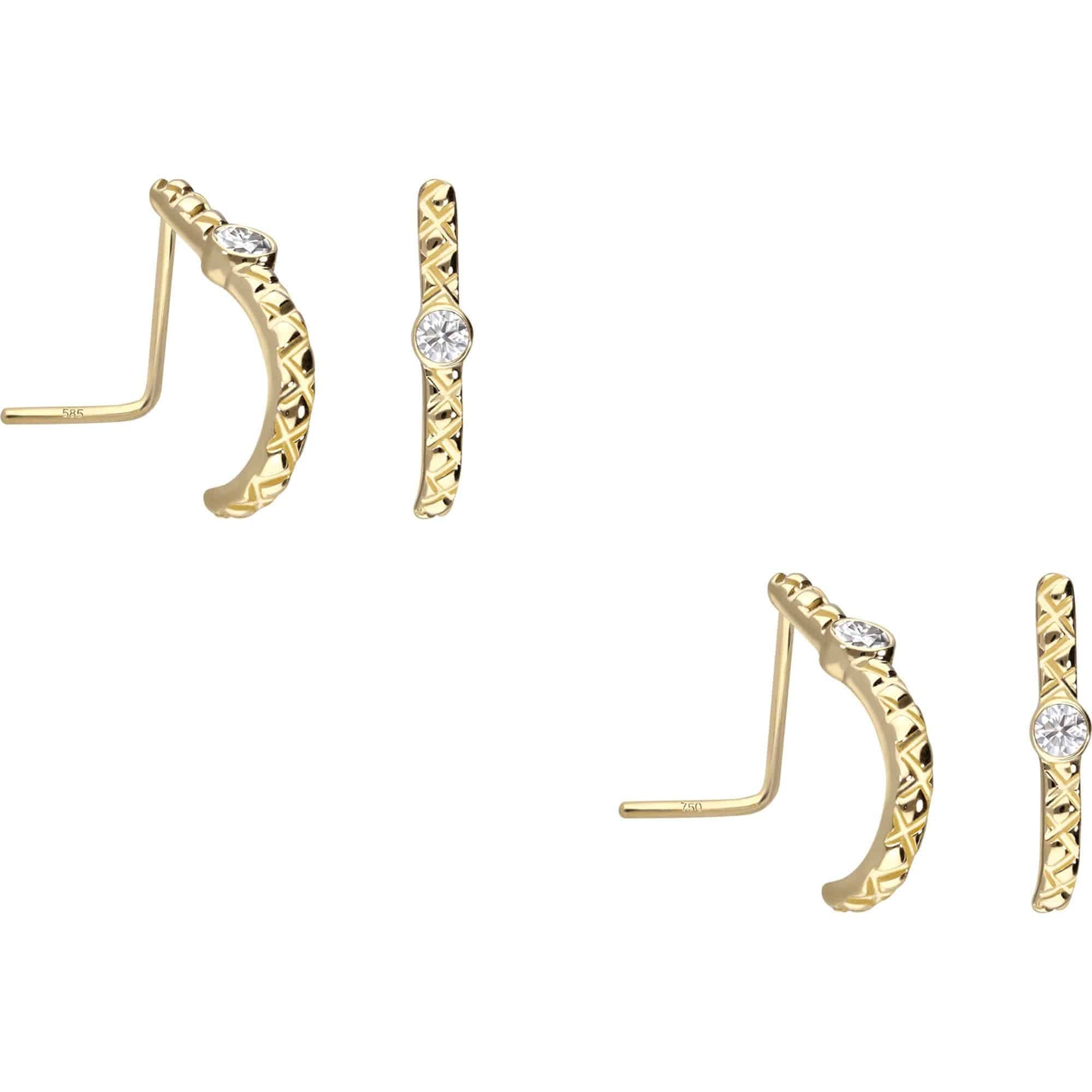 PIERCINGLINE Nasenpiercing 14/18 Karat Gold Nasenstecker MOISSANIT (Nasenstecker, 1-tlg)