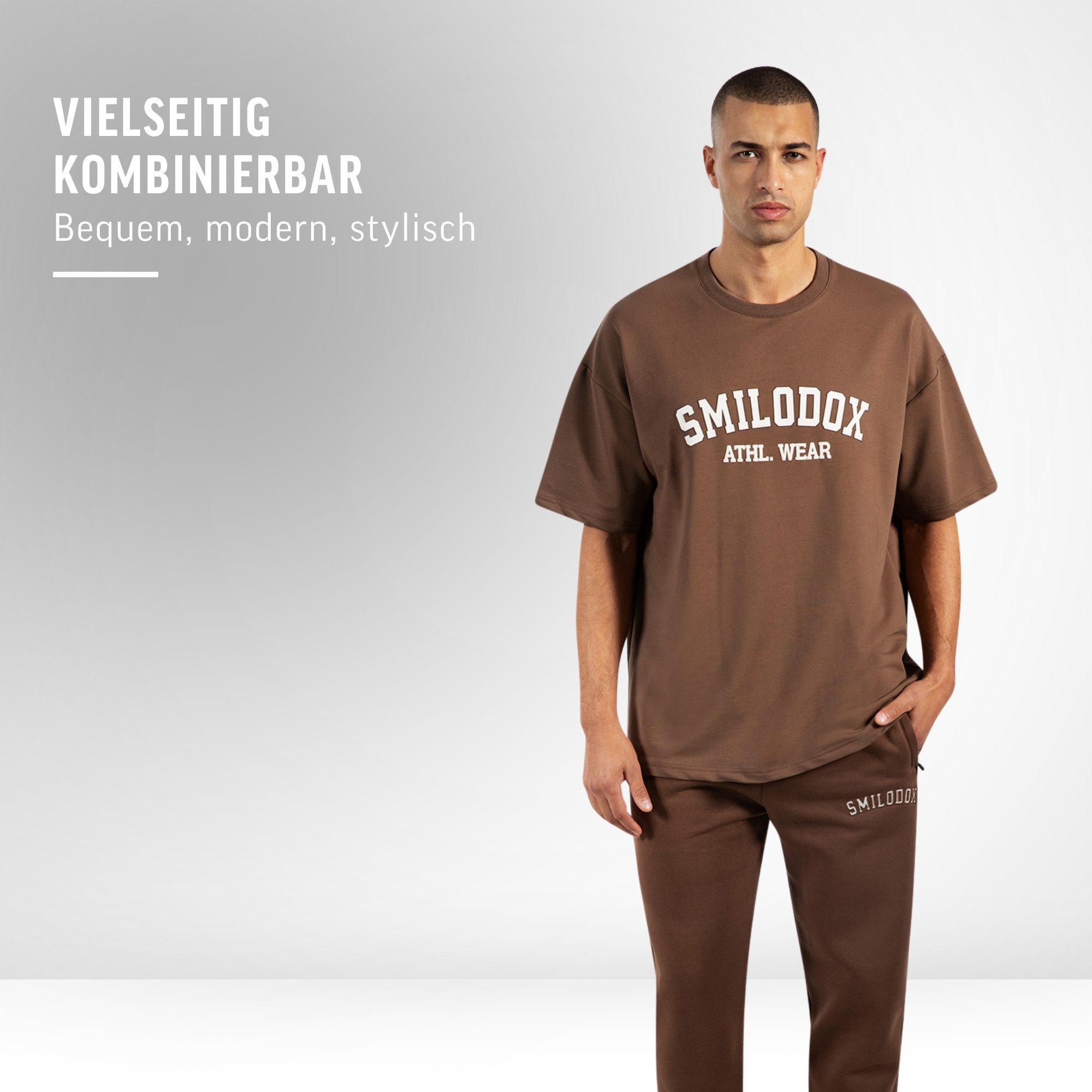 Smilodox T-Shirt Kayson, Locker geschnittenes Oversize Shirt mit Retro Frontprint bequemer Rundhalsausschnitt weiches Material Streetwear Look