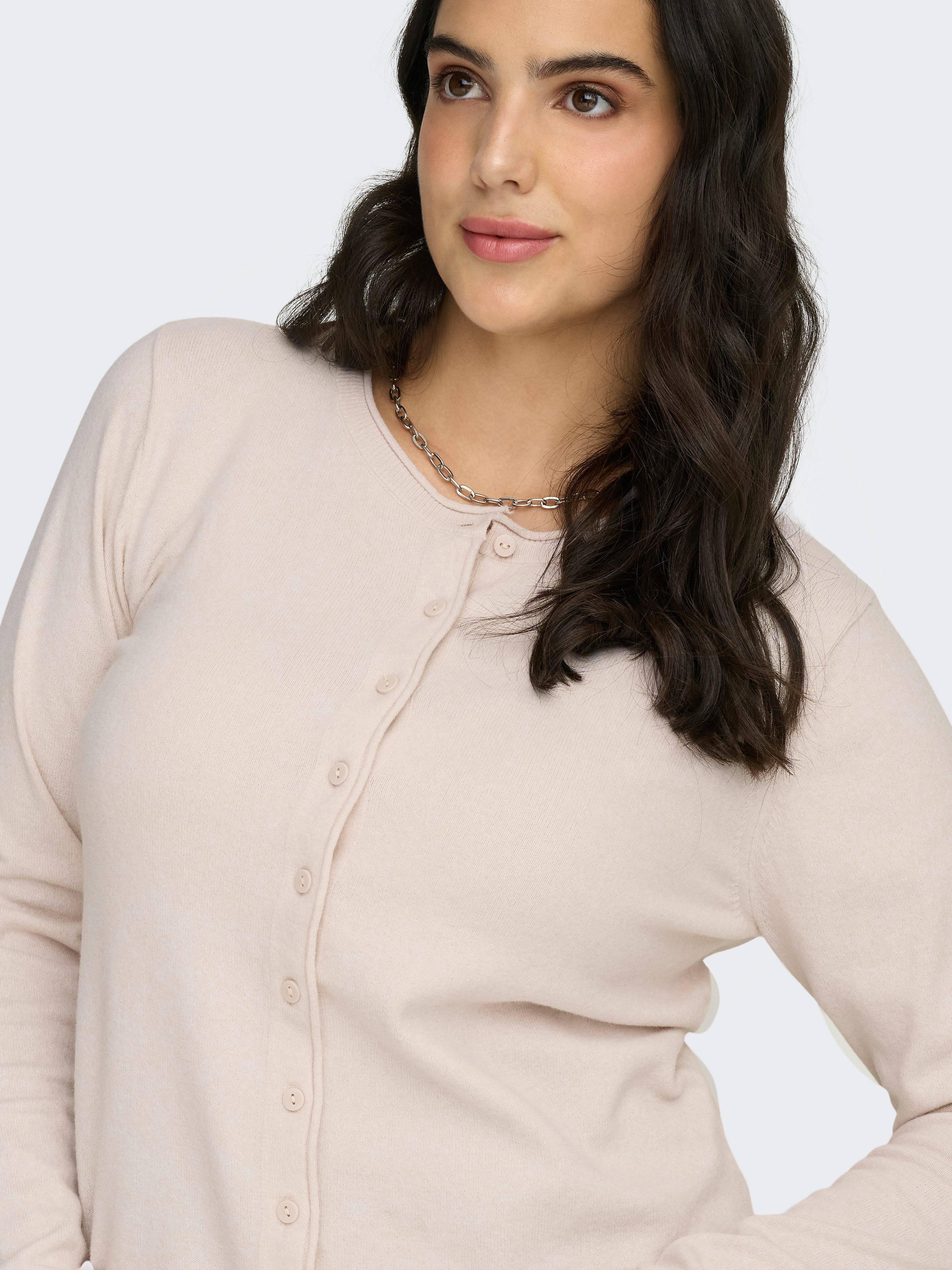 ONLY CARMAKOMA Strickjacke CARLOYAL LIFE LS O-NECKBU CARDI KNT NOOS Kunstfaser, Feinstrick