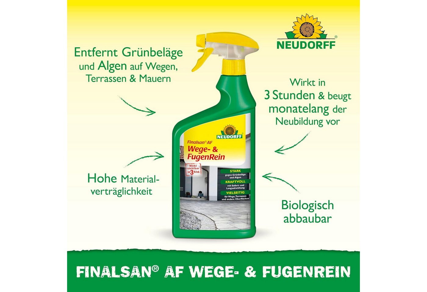 Thumbnail - Neudorff Unkrautbekämpfungsmittel Finalsan AF Wege- und FugenRein 1 Liter, 1000 ml, Gebrauchsfertiger Grünbelagentferner...