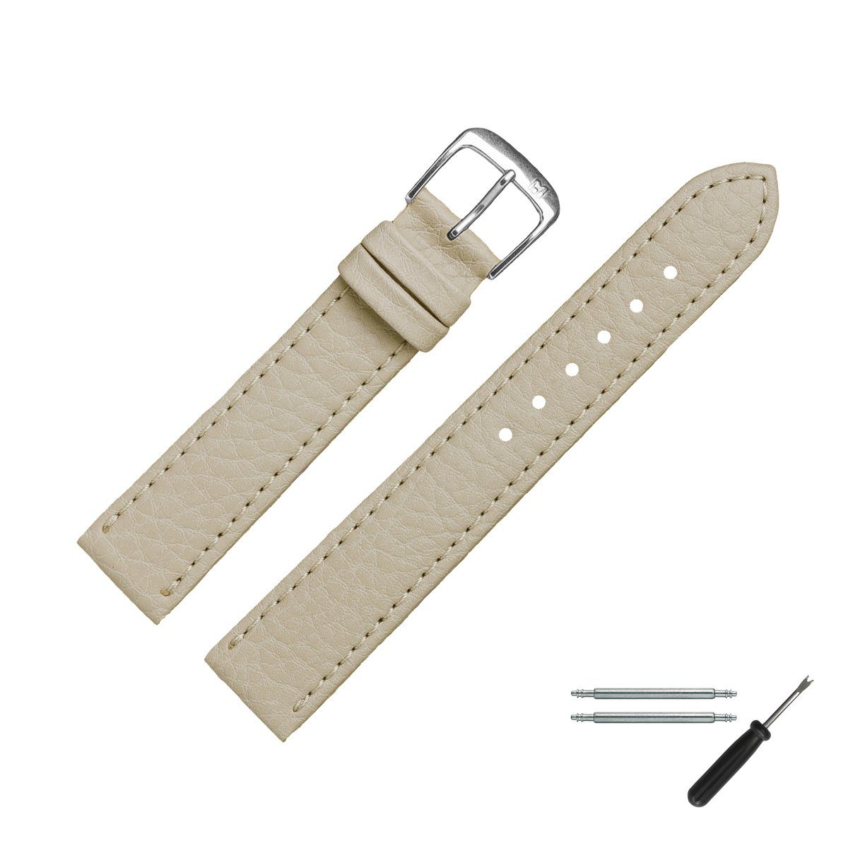 MARBURGER Uhrenarmband 18mm Kunststoff Vegan Beige günstig online kaufen