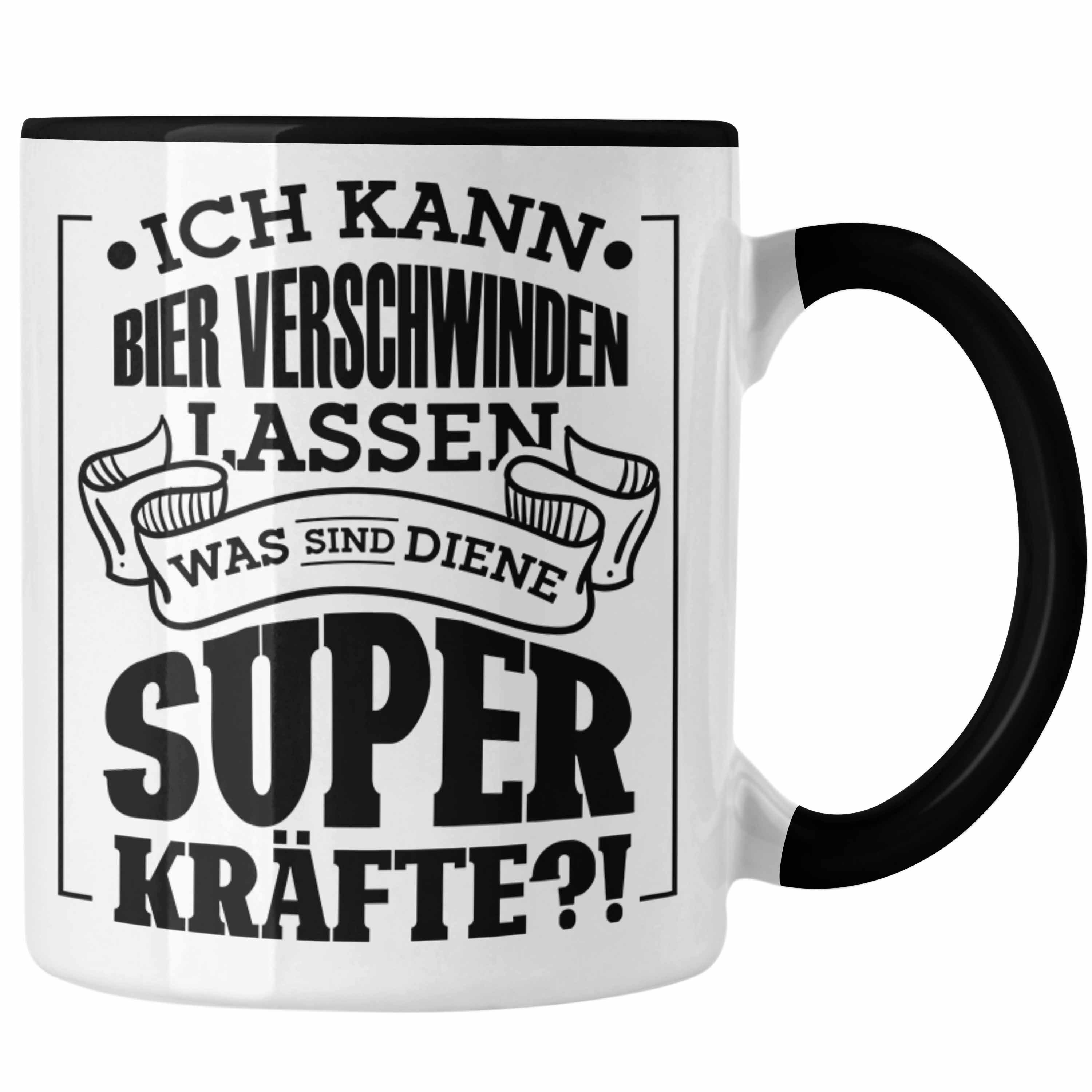 Trendation Tasse Bier Tasse - "Ich kann Bier verschwinden lassen" Geschenk für Bierlieb Schwarz