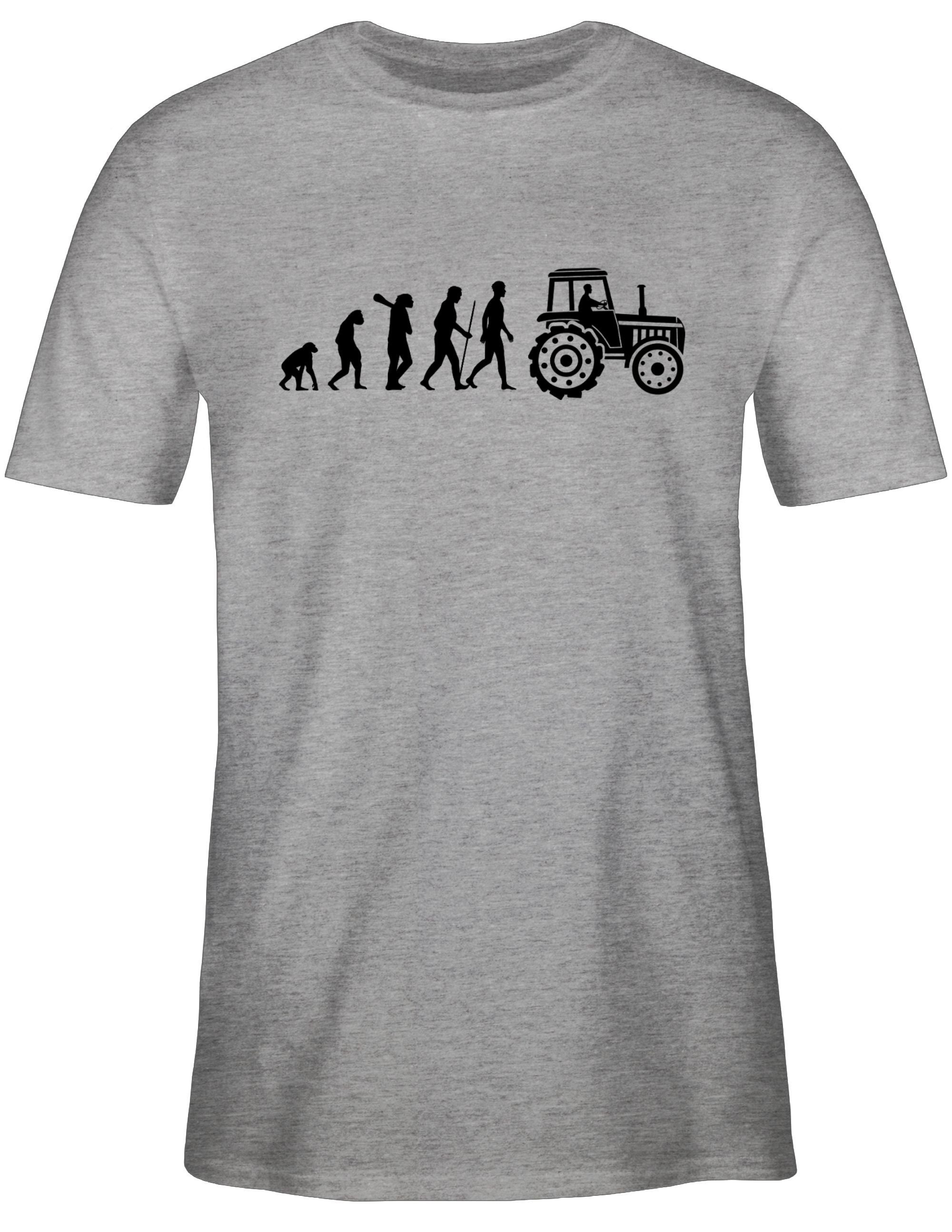 Shirtracer T-Shirt Evolution Grau Traktor Traktor meliert 3