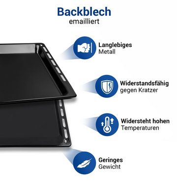 VIOKS Backblech Kuchenblech Set Ersatz für Bauknecht 481241838128, emailliert, (2-St), 445 x 375 x 18 mm für Backofen