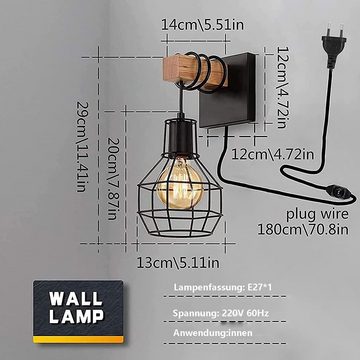 GelldG Nachtlicht Wandleuchte Innen Dimmbar Vintage Wandlampe, Industrial Retro Lamp