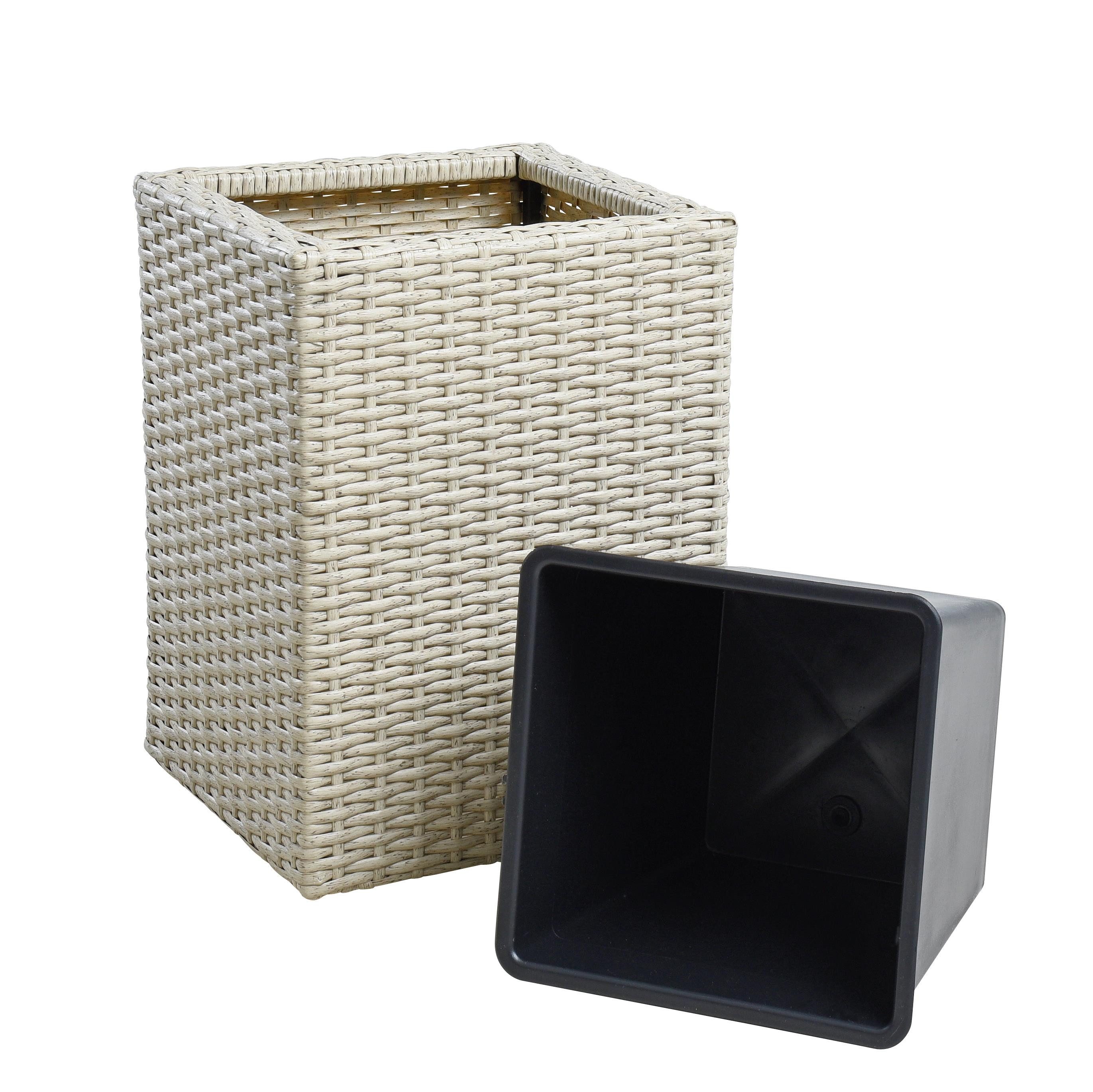 ESTEXO Blumentopf Polyrattan Blumenkübel Pflanzkübel 40 cm Rattan Übertopf Topf Beige