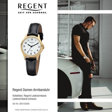 Regent Quarzuhr Regent Damen Uhr 2103484 Leder Quarz, (Analoguhr), Damen Armbanduhr rund, klein (ca. 29mm), Lederarmband