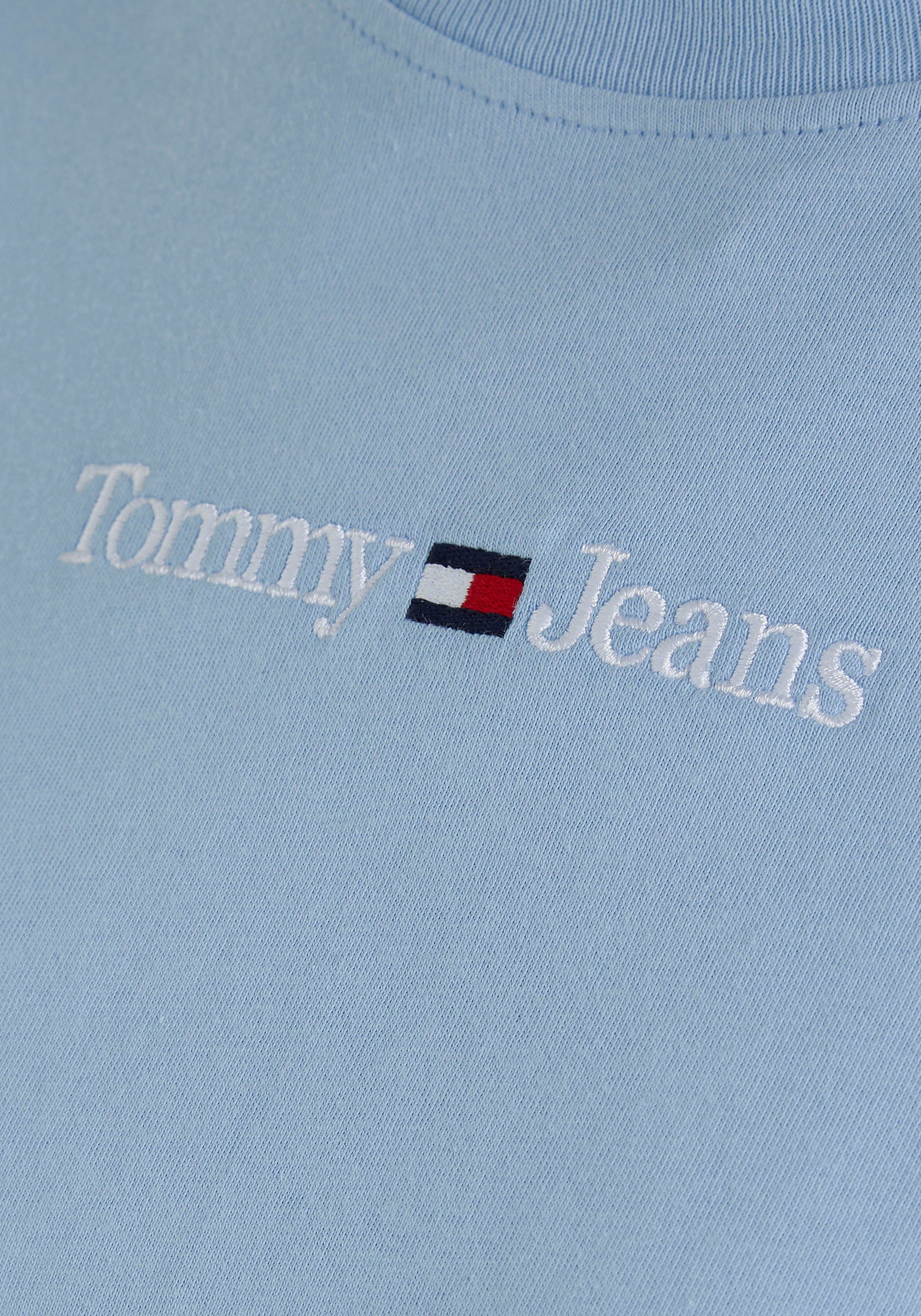 CLS SERIF Jeans Jeans Logoschriftzug Pearly-Blue LINEAR TEE Kurzarmshirt TJW Tommy Linear Tommy mit