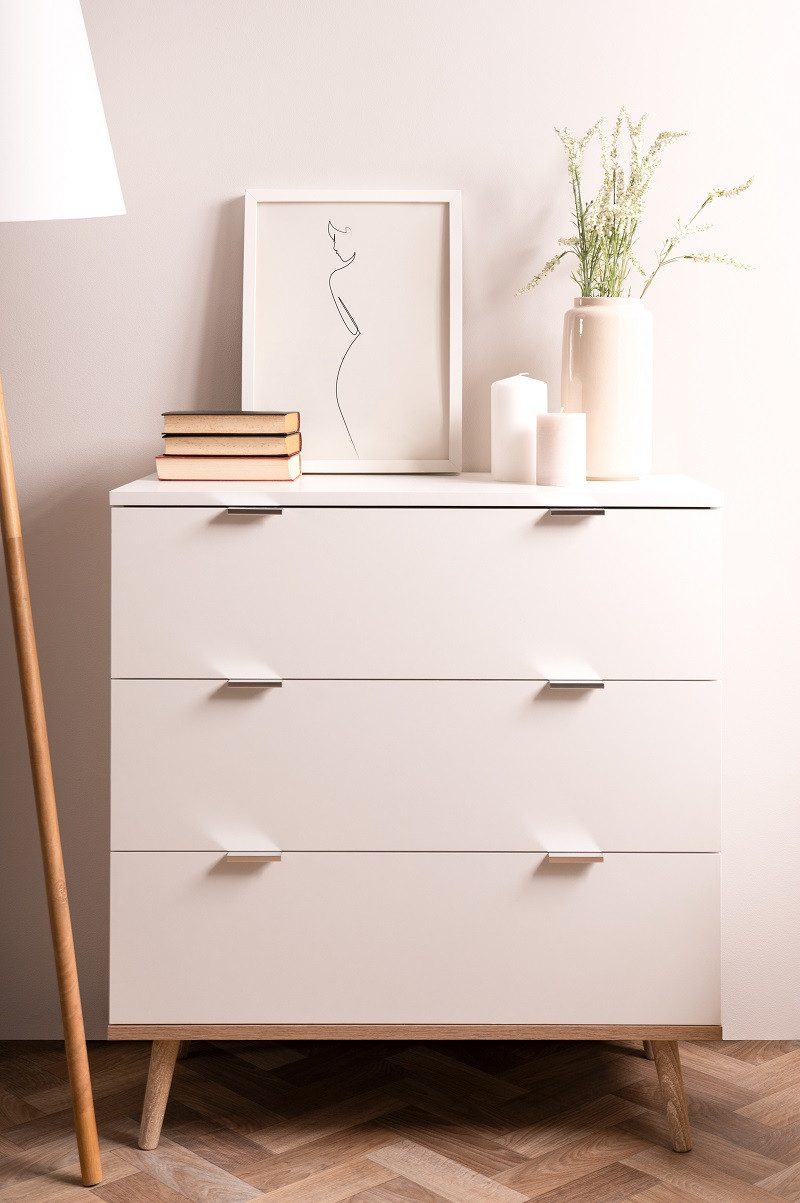 Finori Sideboard Kommode 1 Oslo, Skandinavisch, weiß / Sonoma Eiche