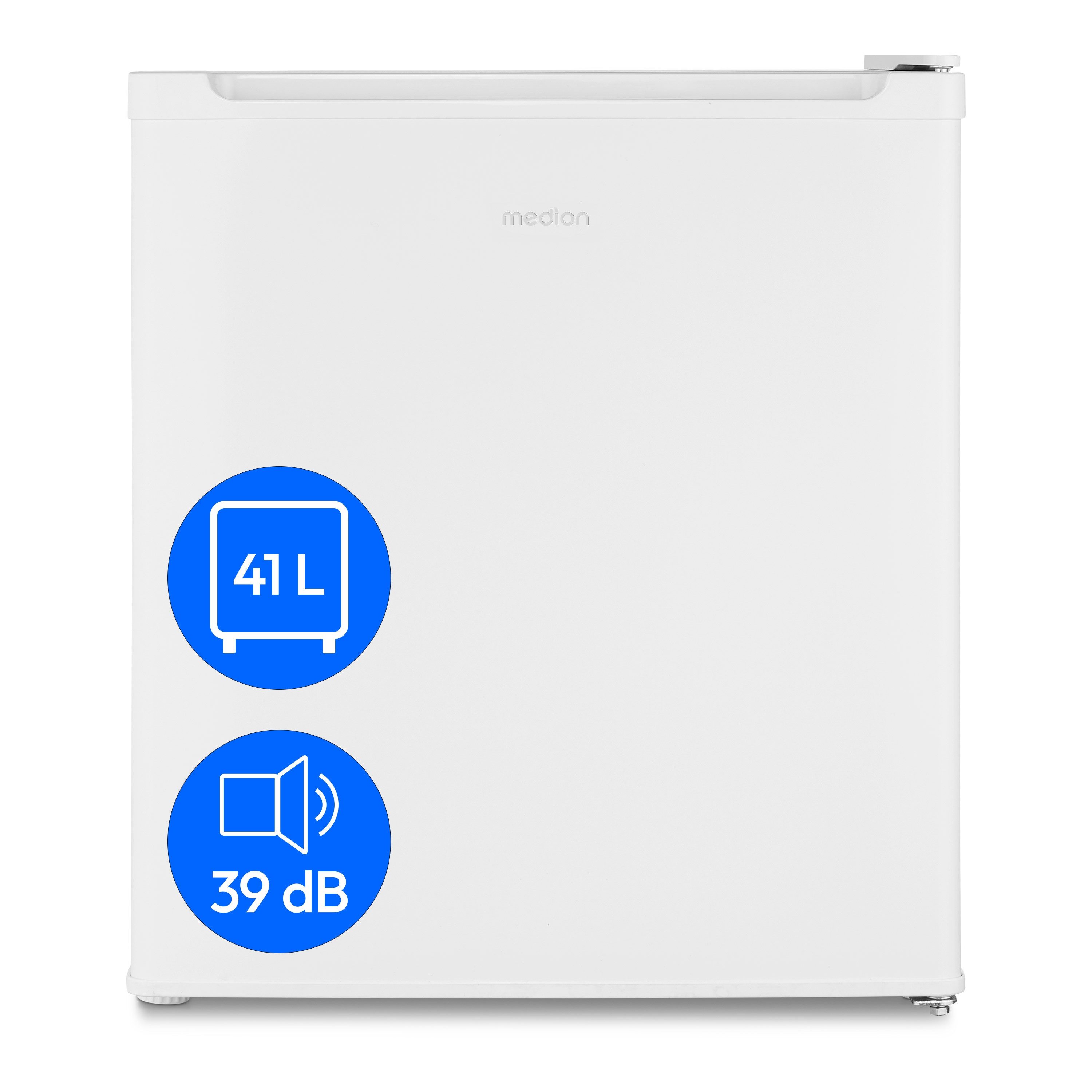 Medion® Kühlschrank MD37724, 51 cm hoch, 44 cm breit, 41 Liter, Türanschlag wechselbar, manuelle Temperatureinstellung