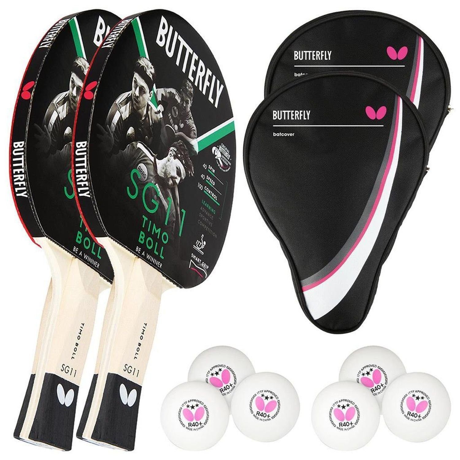 Tischtennisschläger 2x Timo Boll SG11 + 2x Drive Case 1 + Bälle