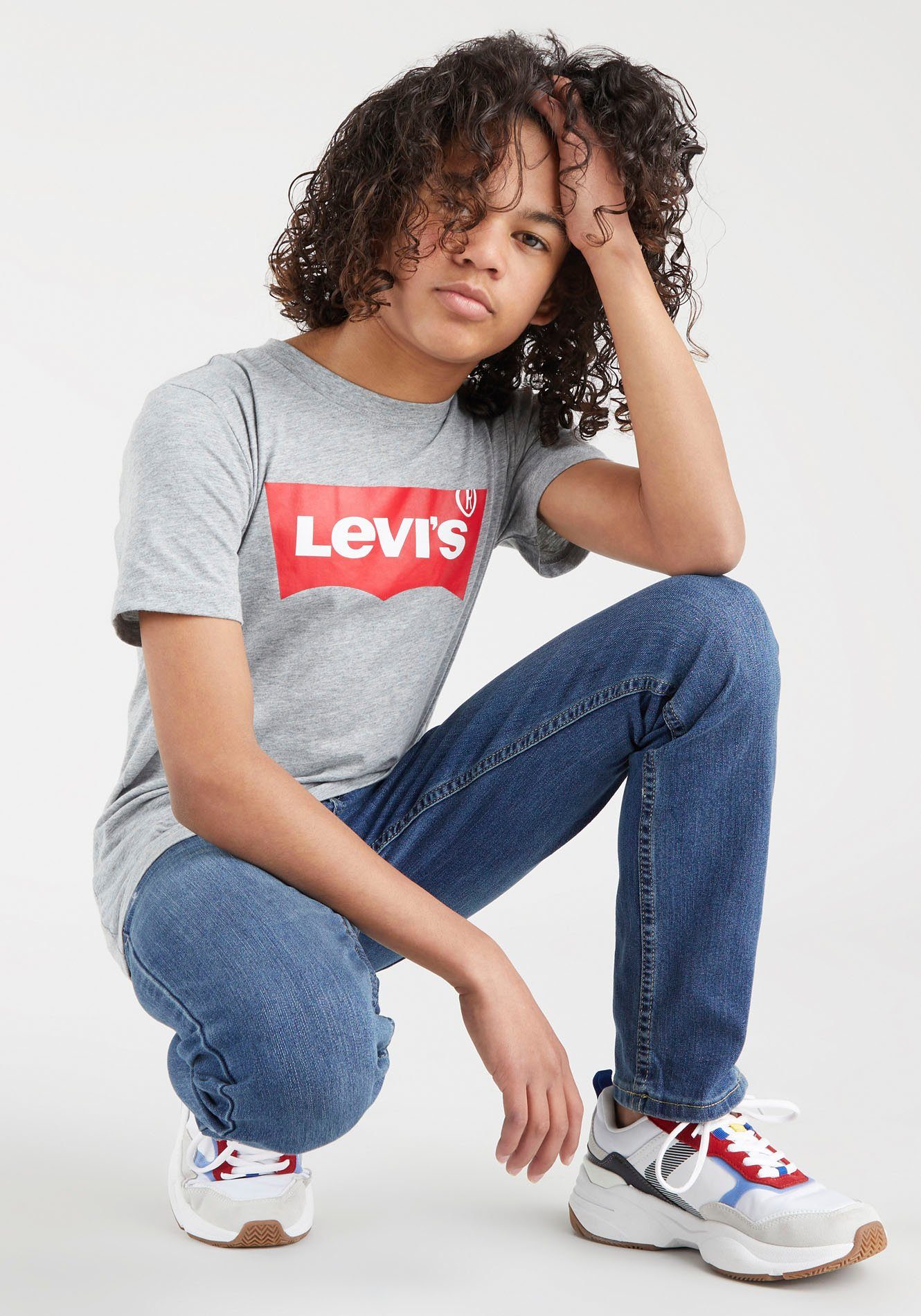 Levi's® for T-Shirt Kids hellgrau-meliert TEE BOYS LVB BATWING