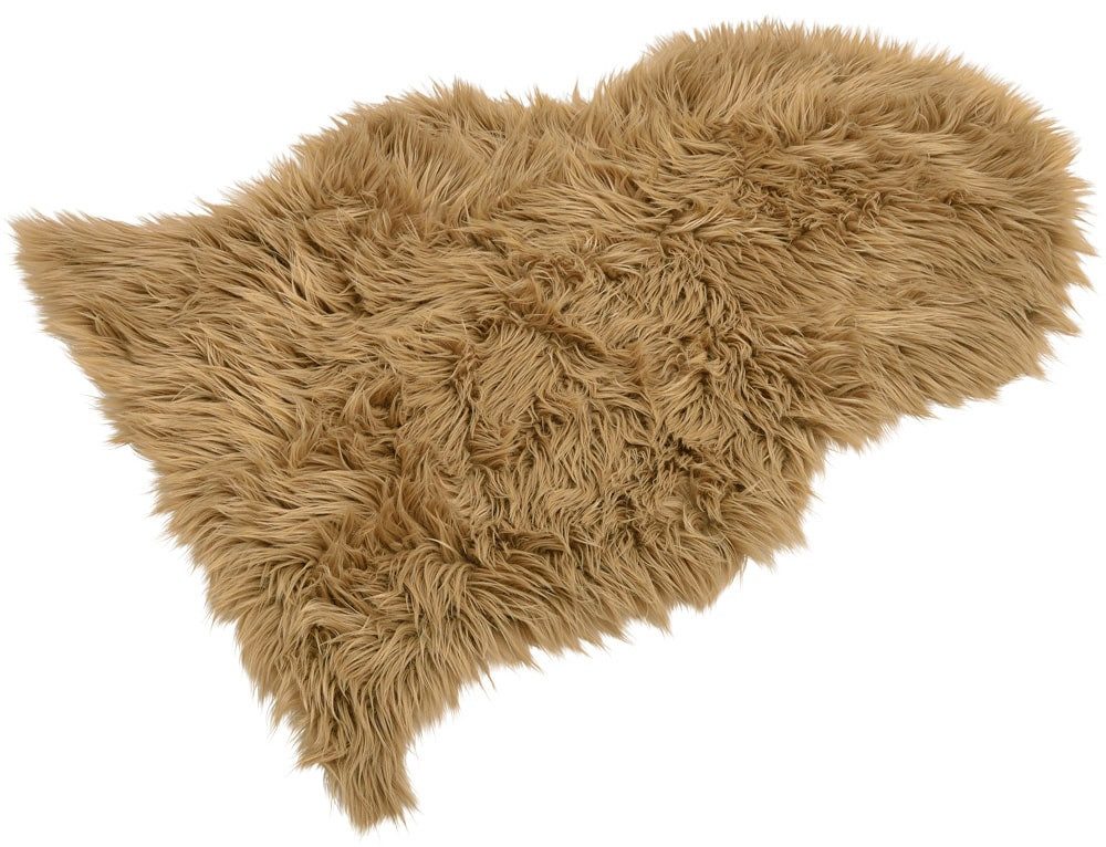 matches21 HOME & HOBBY Fellteppich Großes langflor Deko-Fell als Fell-Imitat in 90 x 60 cm braun, fellförmig, Höhe: 20 mm, Flauschiges Kunstfell als Fell-Teppich Stuhl-Überwurf Sitzauflage