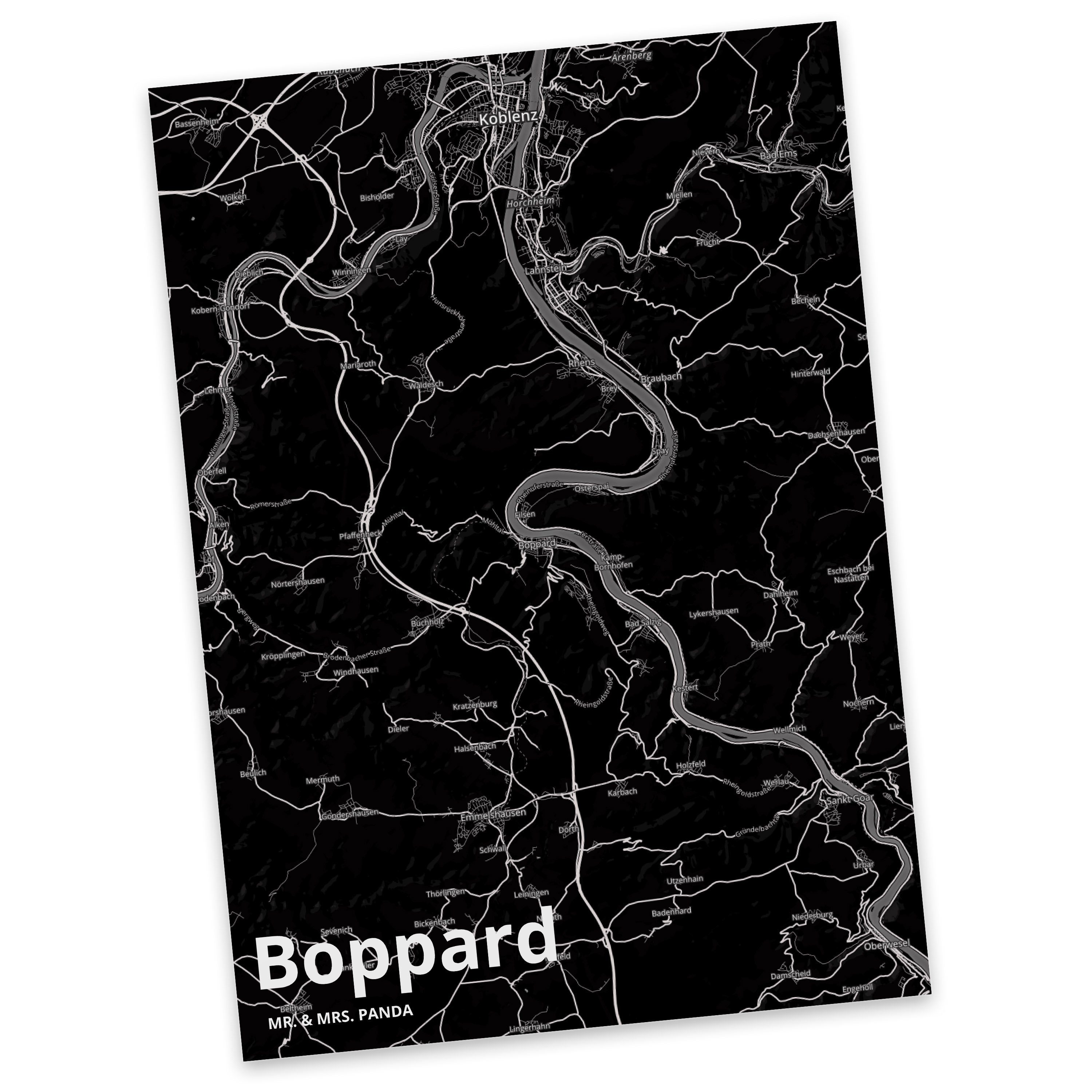 Mr. & Mrs. Panda Postkarte Boppard - Geschenk, Stadt Dorf Karte Landkarte Map Stadtplan, Ansicht