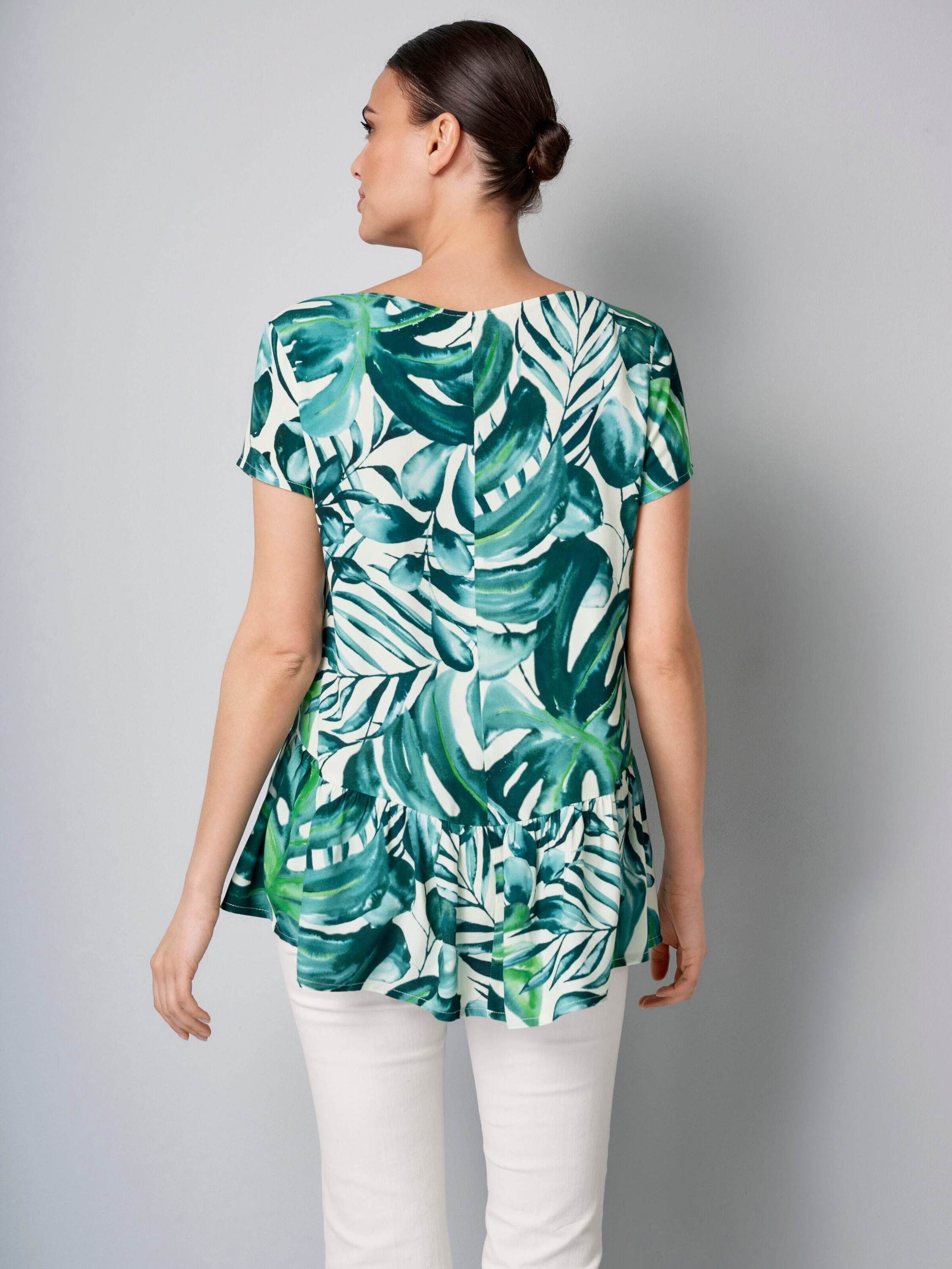 Alba Moda Schlupfbluse Florale Schlupfbluse mit Schößchen