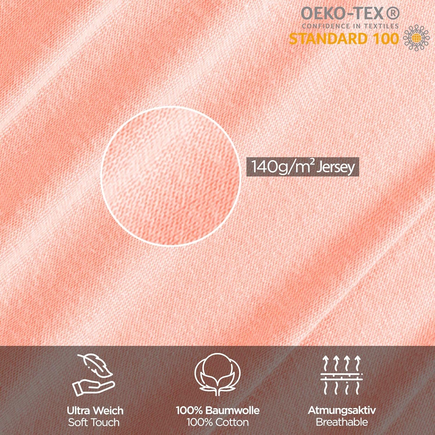 livessa Kissenbezug Kissenbezug einzeln (1 Stück) - 100 % Baumwolle, %100 Baumwolle Jersey Stoff 140 g/m², Ultra weich und atmungsaktiv – Bild 3 von 4