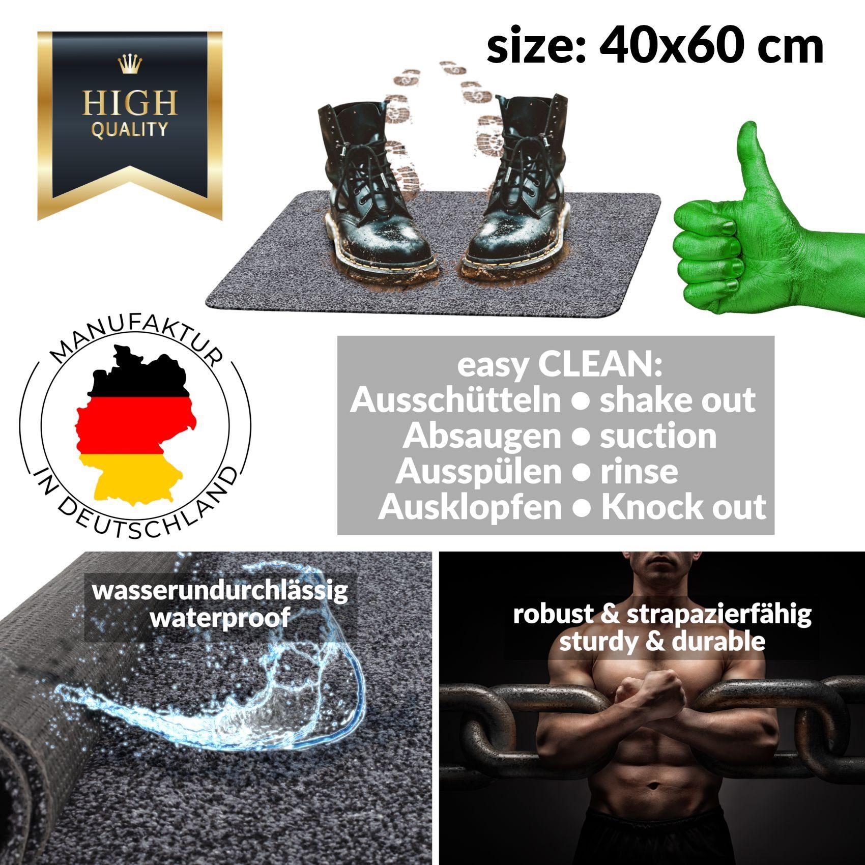 ANRO Fußmatte Türvorleger Schmutzfangmatte DOVER, eckig, günstig online kaufen