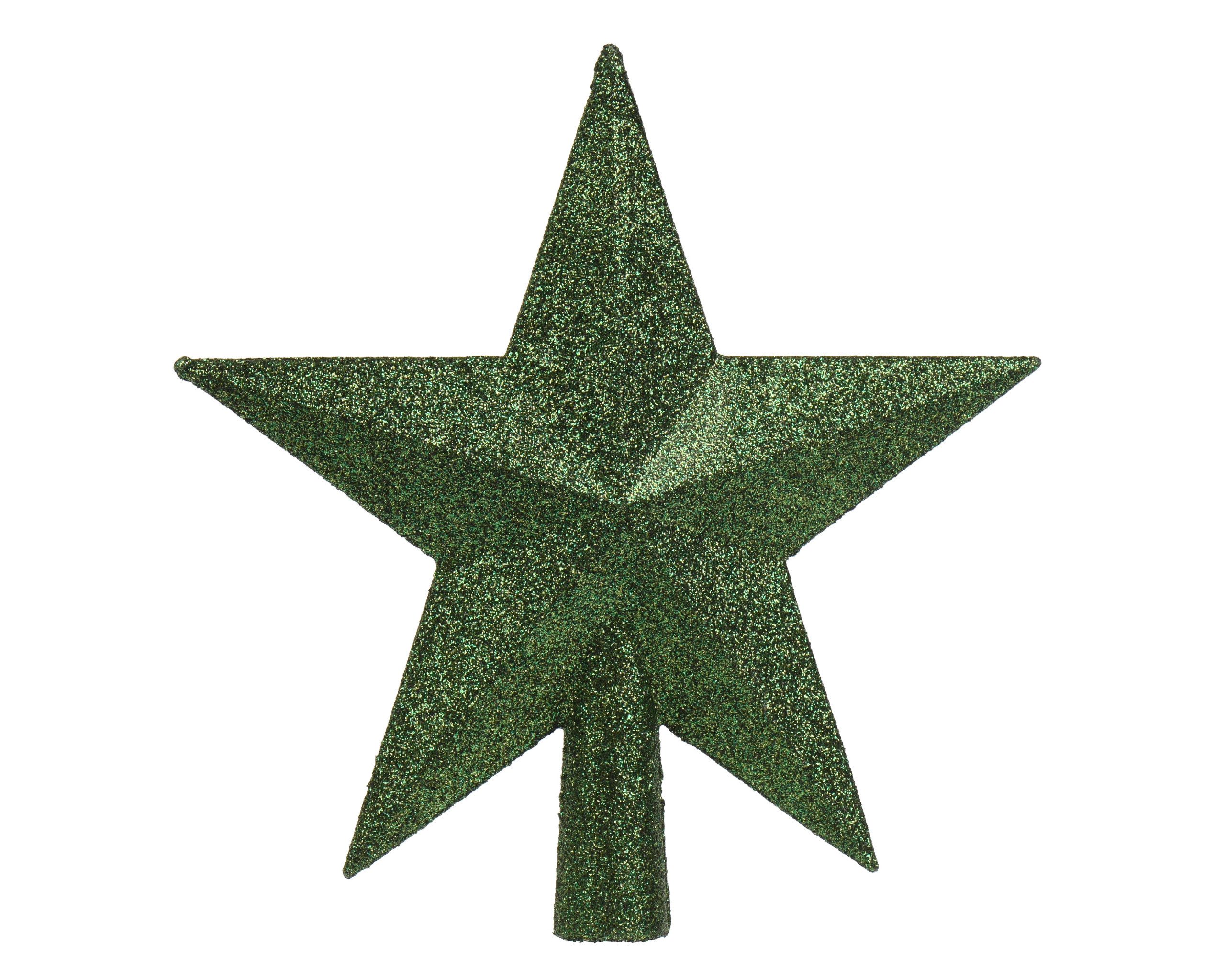 Kaemingk Christbaumspitze, Christbaumspitze Stern mit Glitzer 19cm Kunststoff - Jolly grün