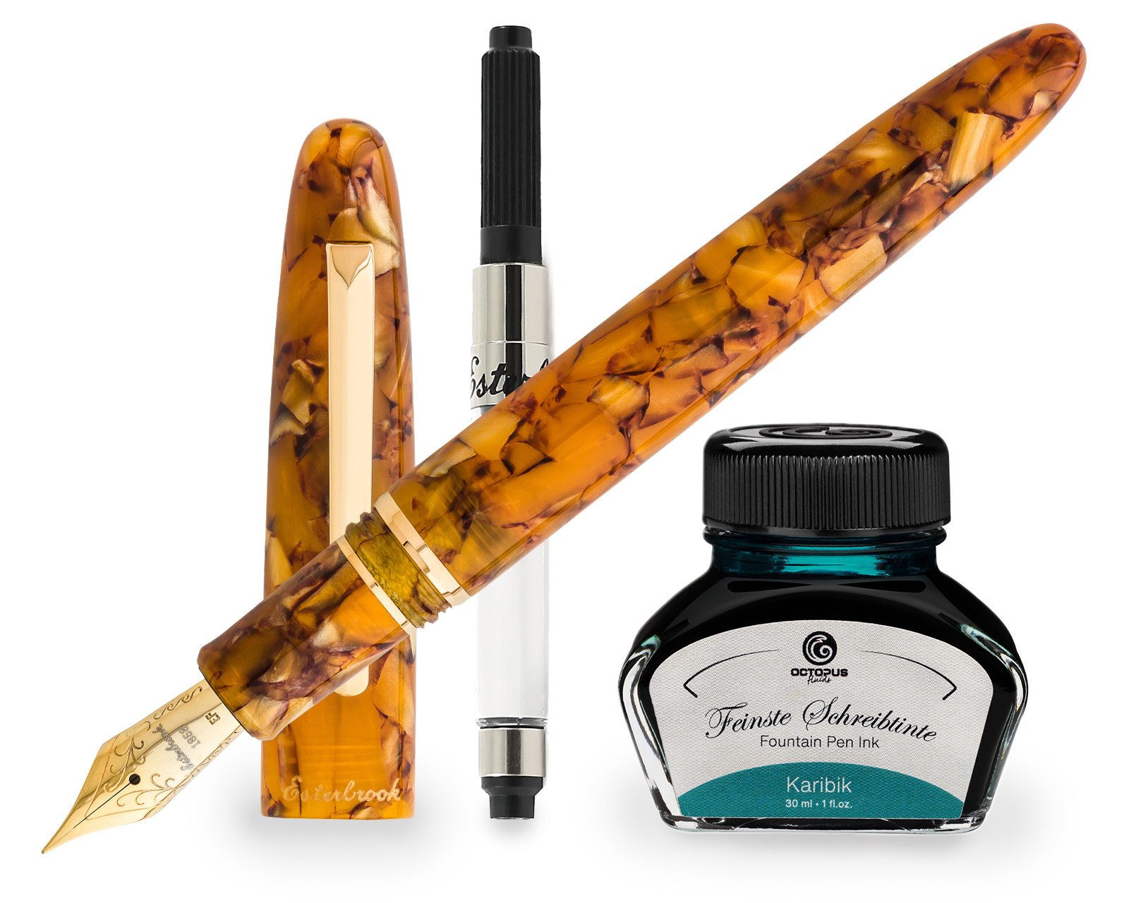 OCTOPUS Füllfederhalter Esterbrook Estie Honeycomb Füllhalter mit 30 ml Tinte, (Füller mit Schreibtinte, 2-tlg., Karibik)
