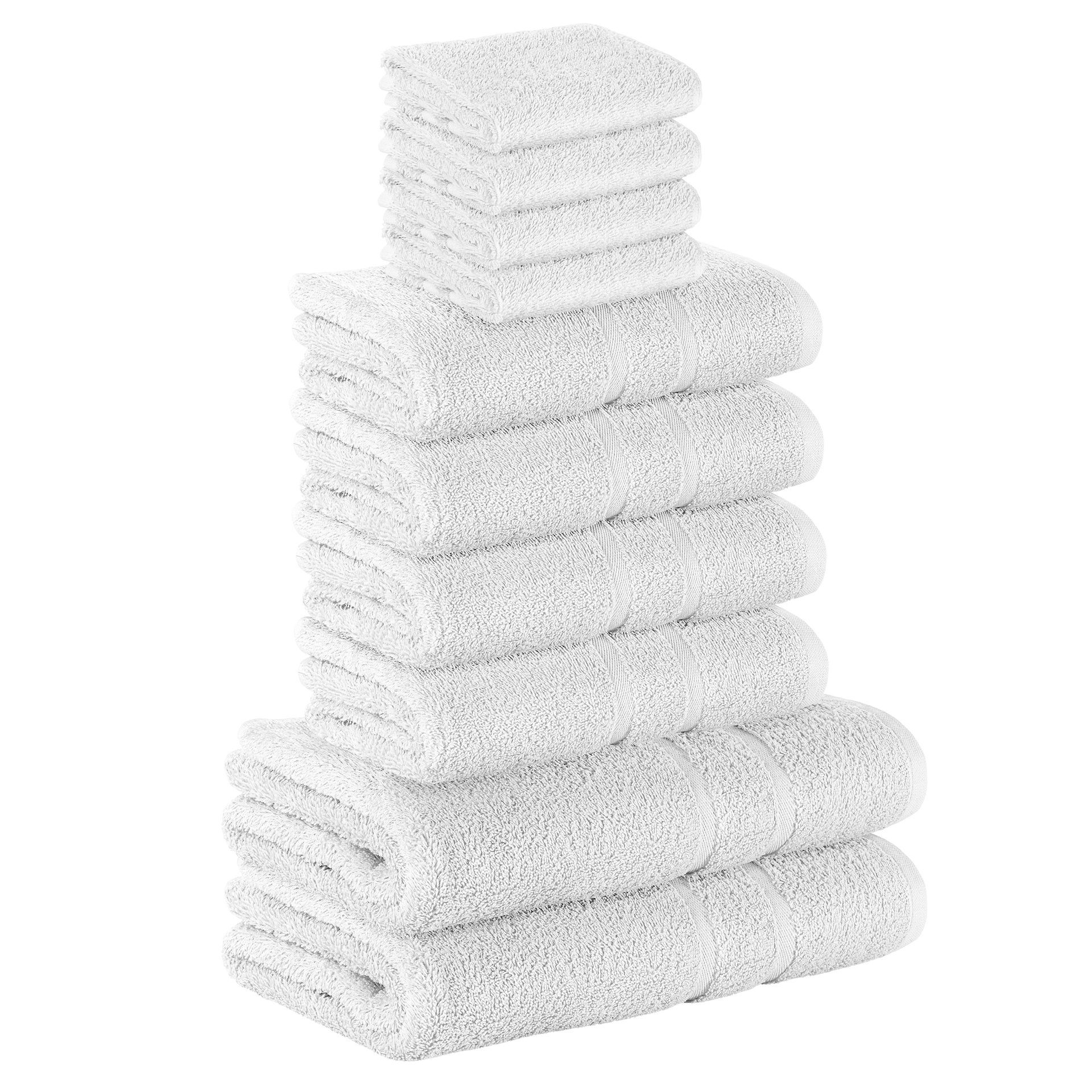 StickandShine Handtuch Set 4x Gästehandtuch 4x Handtücher 2x Duschtücher SET 100% Baumwolle, (Spar-SET) Weiß | Handtuch-Sets