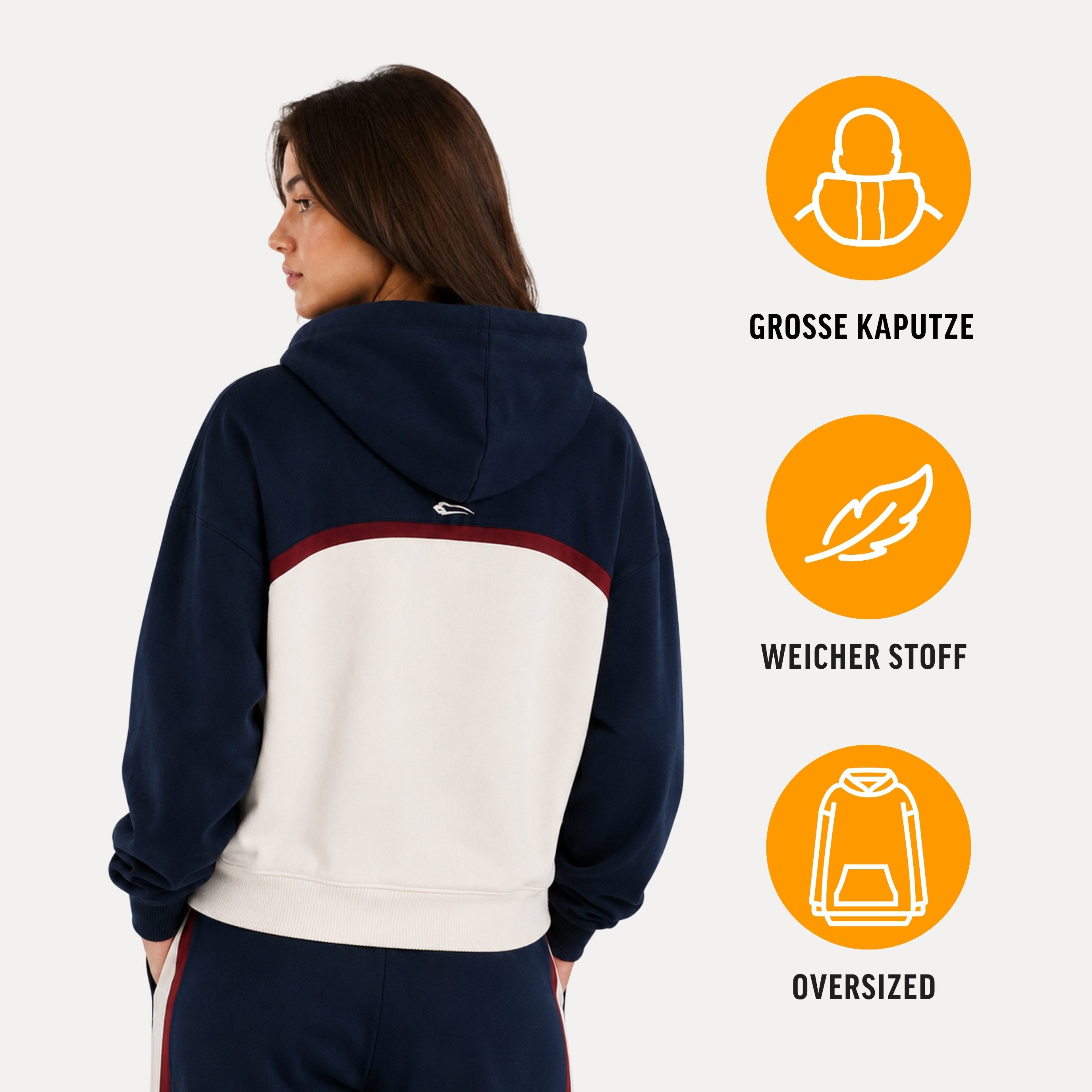 Smilodox Hoodie Ardea Damen, Fila, Pullover mit Kapuze, Oversize, Baumwolle FILA Kollaboration, Color Block, Cropped, Urban Style, Gym & Sport