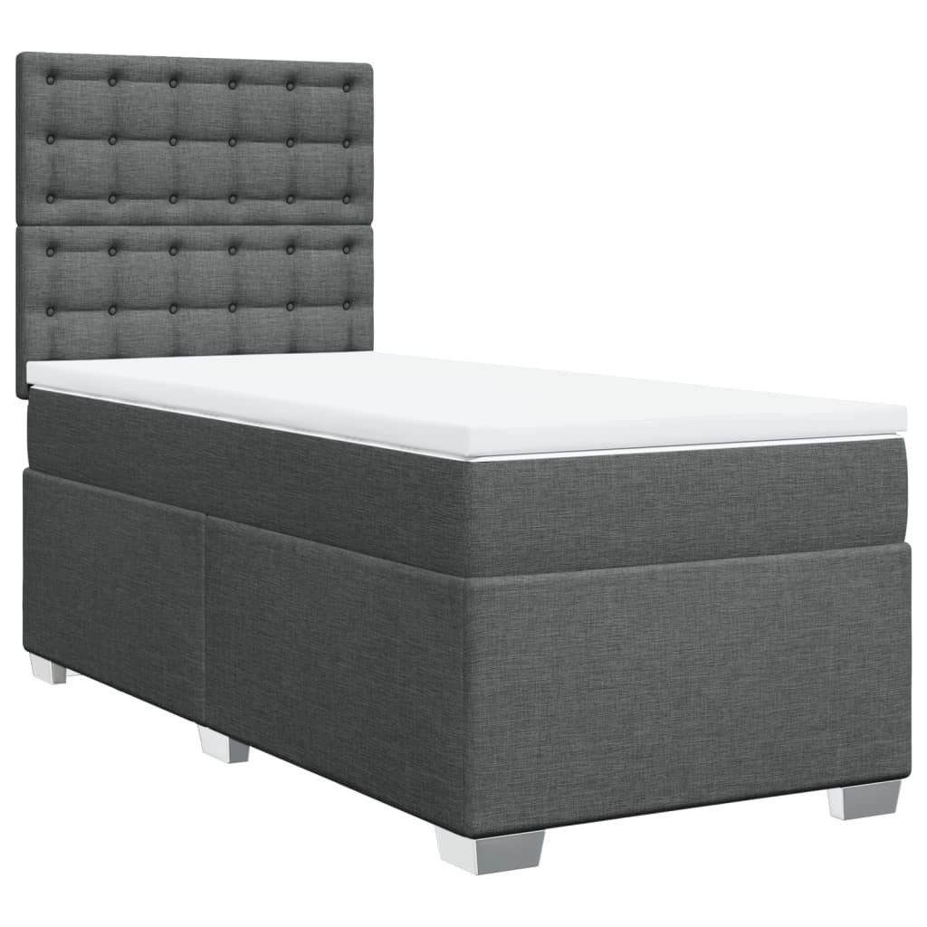 vidaXL Bett Boxspringbett mit Matratze Dunkelgrau 90x200 cm Stoff