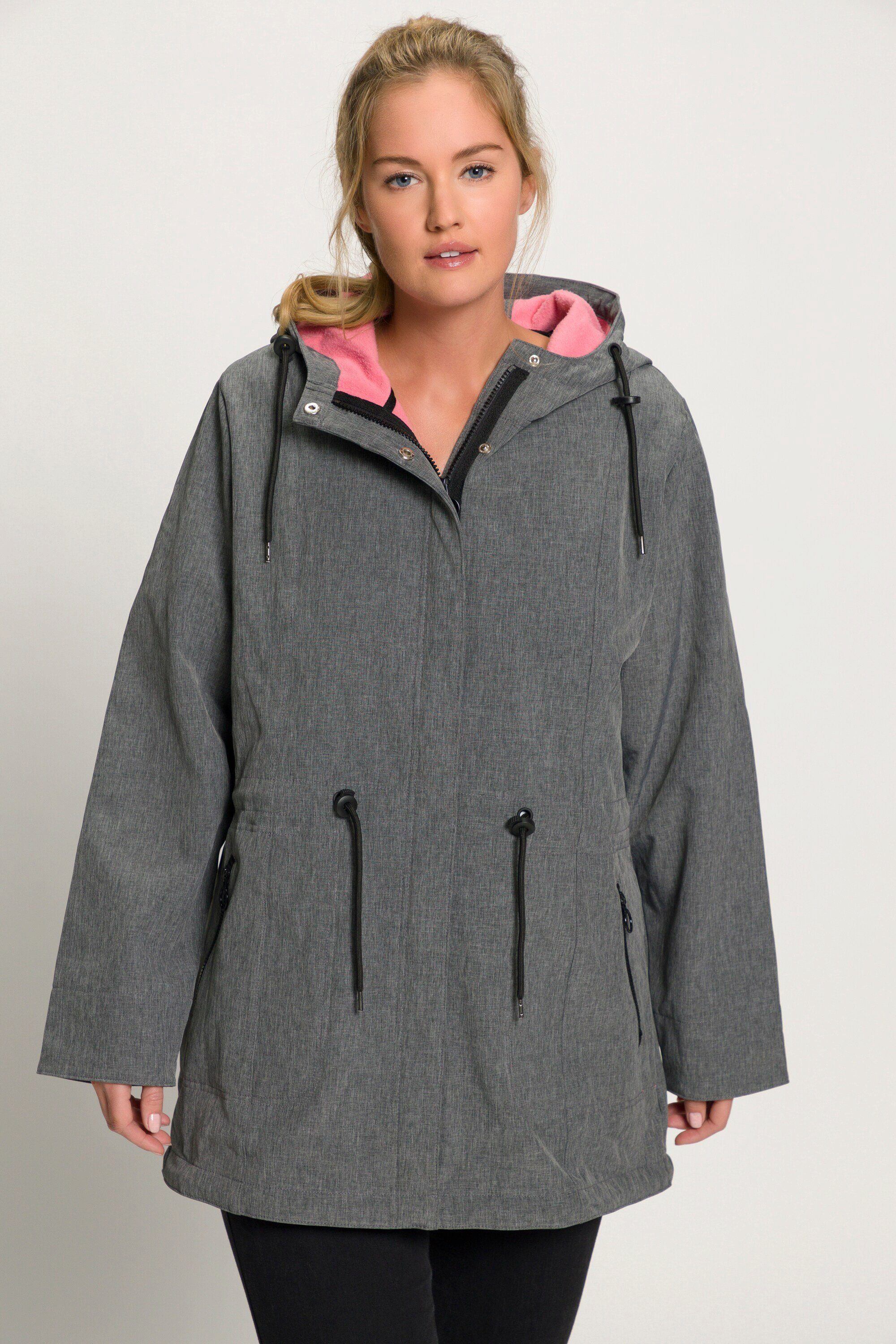 Softshelljacke HYPRAR dunkelgrau Ulla melange Softshelljacke Stehkragen Kapuze Popken