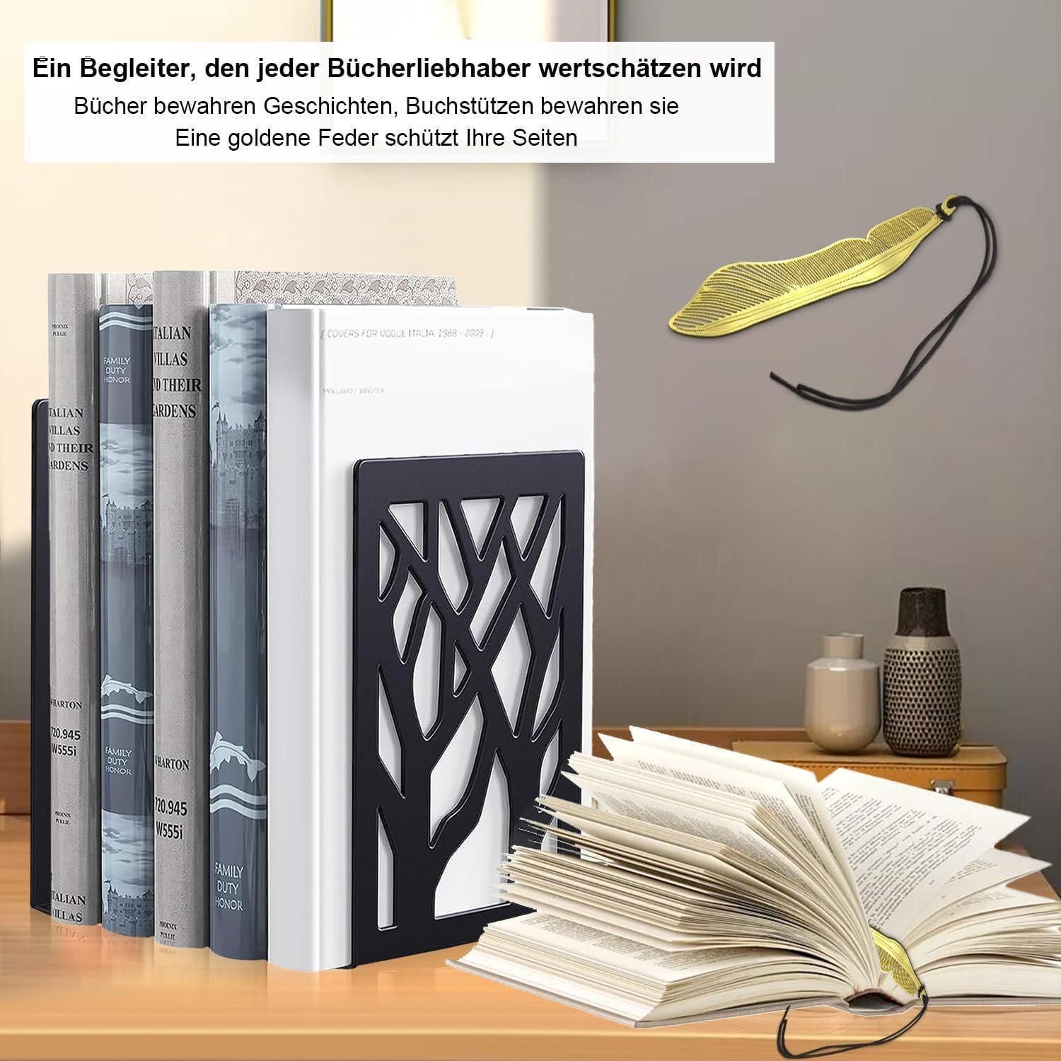LuxusKollektion Buchstütze Buchstützen Metall Schwarz für Regal, Book Holder für Bücher