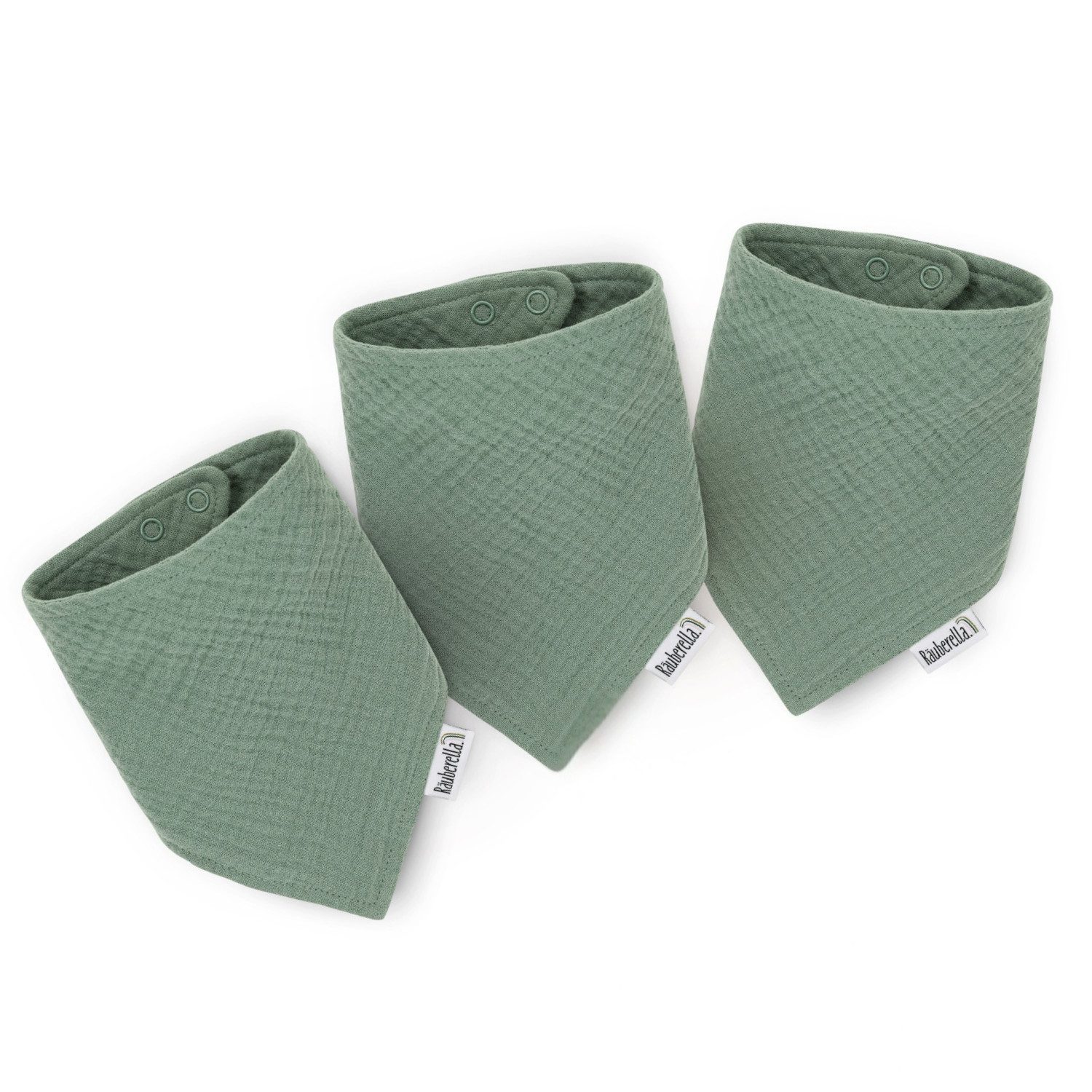 Räuberella Lätzchen 3er Set Musselin, Bio-Baumwolle Dreieckstücher – Frisches Mintgrün, (3-St)