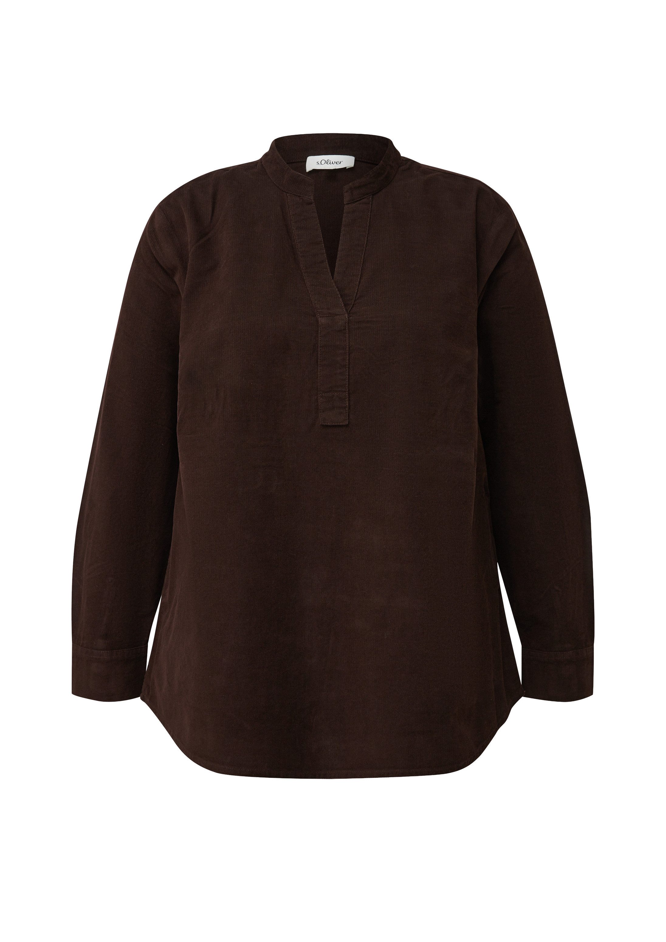 s.Oliver Langarmbluse Bluse Feincord-Bluse mit Stehkragen