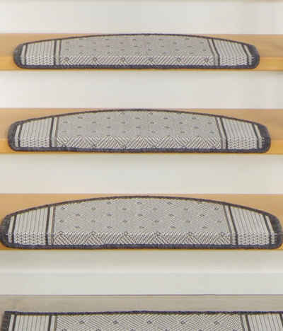 Stufenmatte »Stufenmatten modern Design, 5 Stück, silber-grau«, Peyer Syntex, halbrund, Höhe 3.5 mm, Flachgewebe, Indoor & Outdoor, mit Bordüre