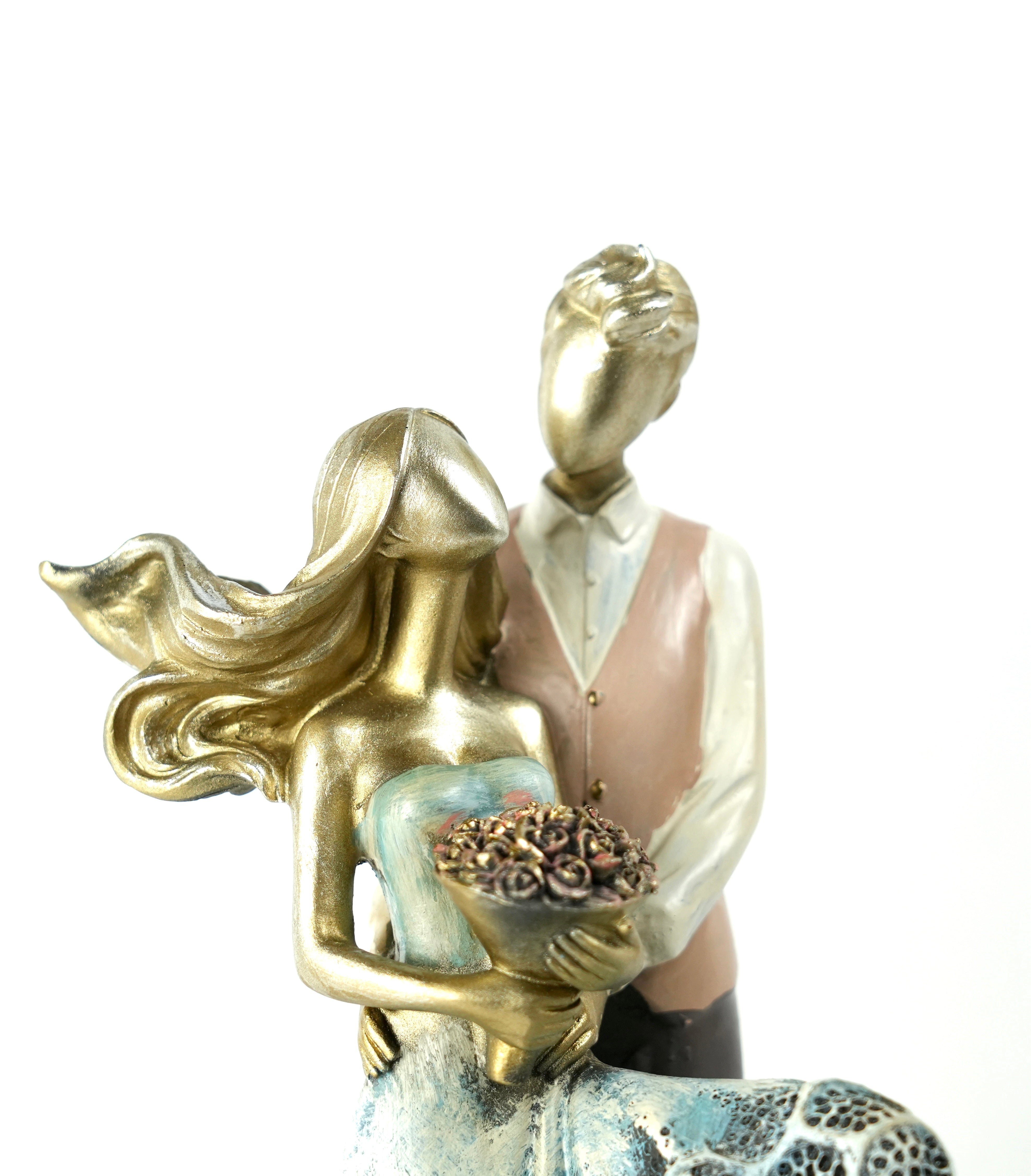Deko c Figur Höhe Dekoobjekt Moderne Liebespaar 27 MF Mehrfarbig Sockel Skulptur auf