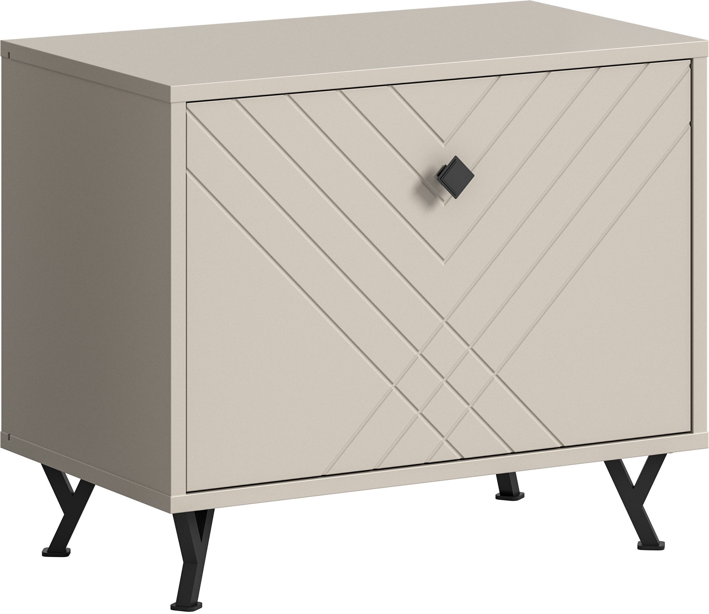 Home affaire Sitzbank Mento, Breite 57 cm, 1 Klappe, 1 Fach, Metall Knopfgriff & Y-Füße, Klappe mit Ornamentfräsung, Truhe, Flurbank, Garderobe, Flur, Diele