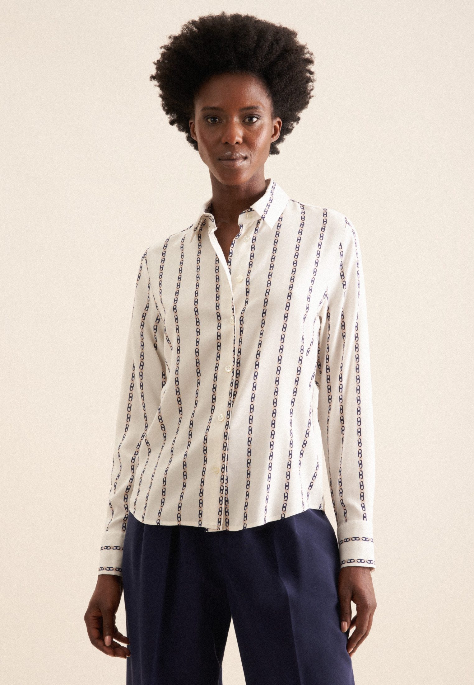 seidensticker Hemdbluse Schwarze Rose 1/1 Kragen Kettenprint günstig online kaufen