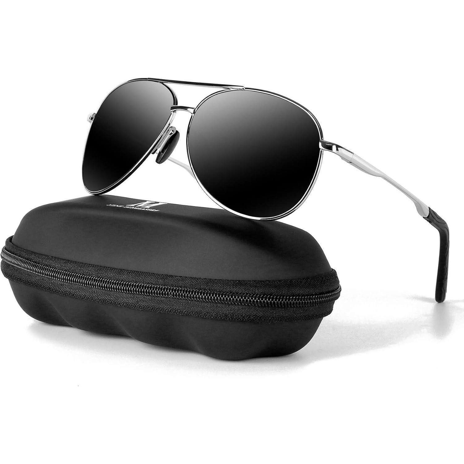 LuxusKollektion Pilotenbrille Sonnenbrille Fahrerbrille Polarisiert UV400 Herren Schwarze Silber