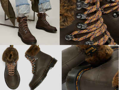 DR. MARTENS DR.MARTENS 1460 SERENA COLLAR GOODYEAR WELTED HIKING BOOTS FAUX FE Кроссовкиboots