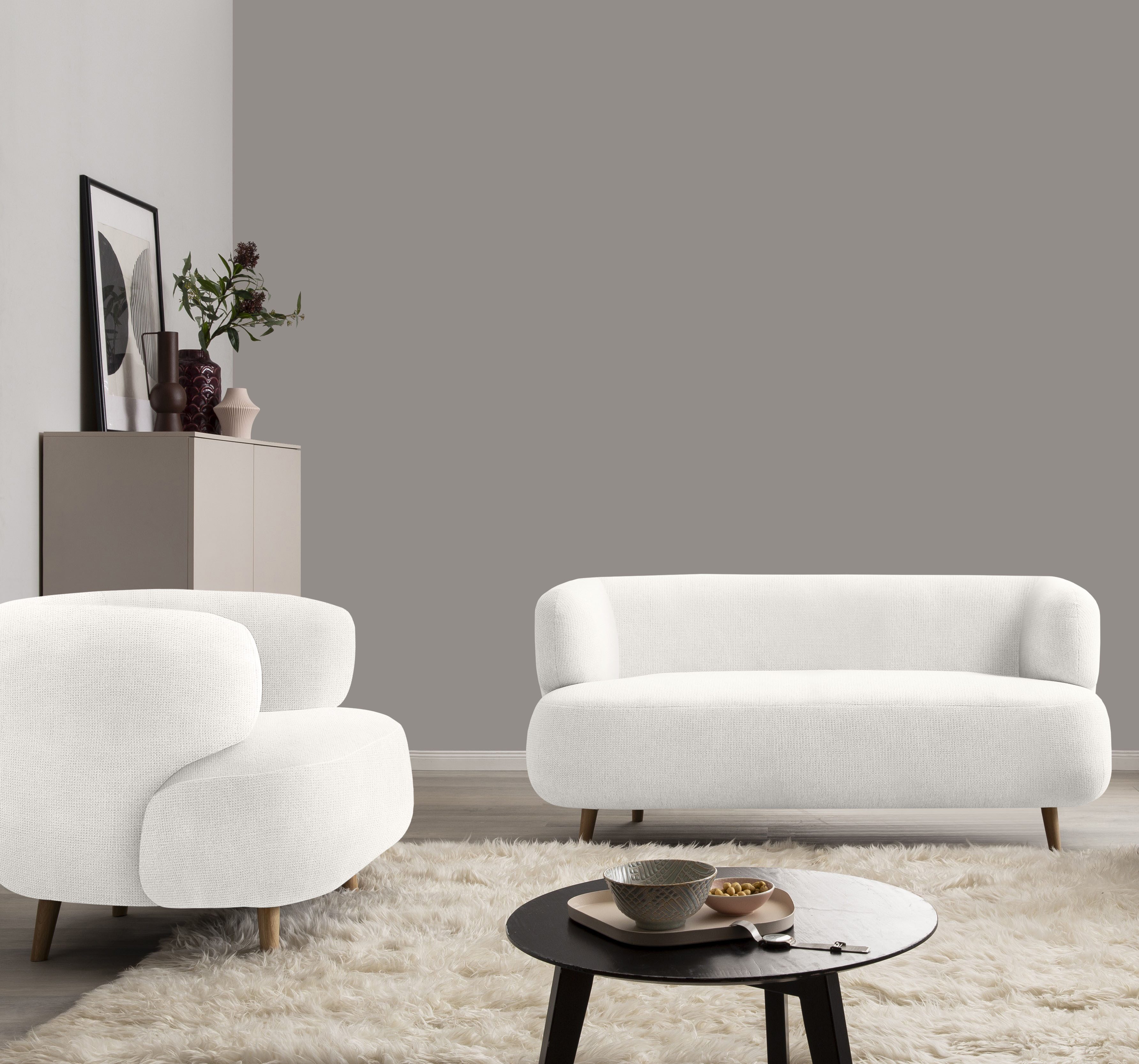 andas Polstergarnitur Tistam, 2-teilig, 2-Sitzer und Sessel, runde, organis günstig online kaufen