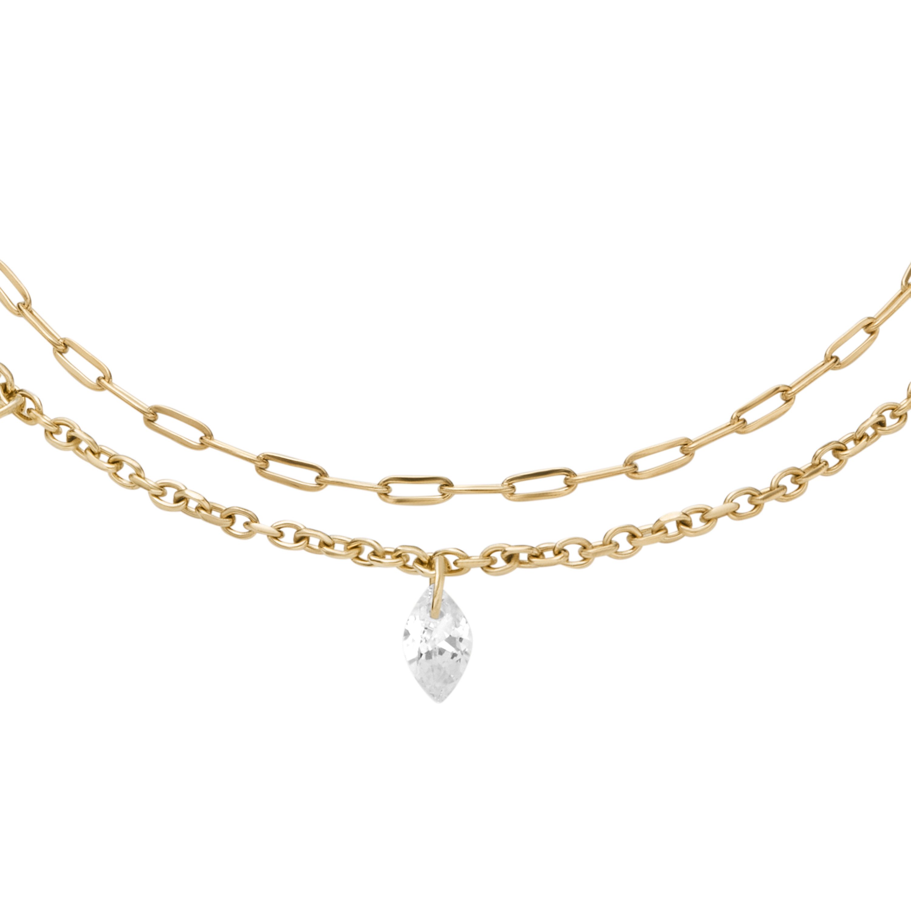 Fossil Armband Schmuck Geschenk Edelstahl Armschmuck ELLIS Layering, mit Zirkonia (synth)