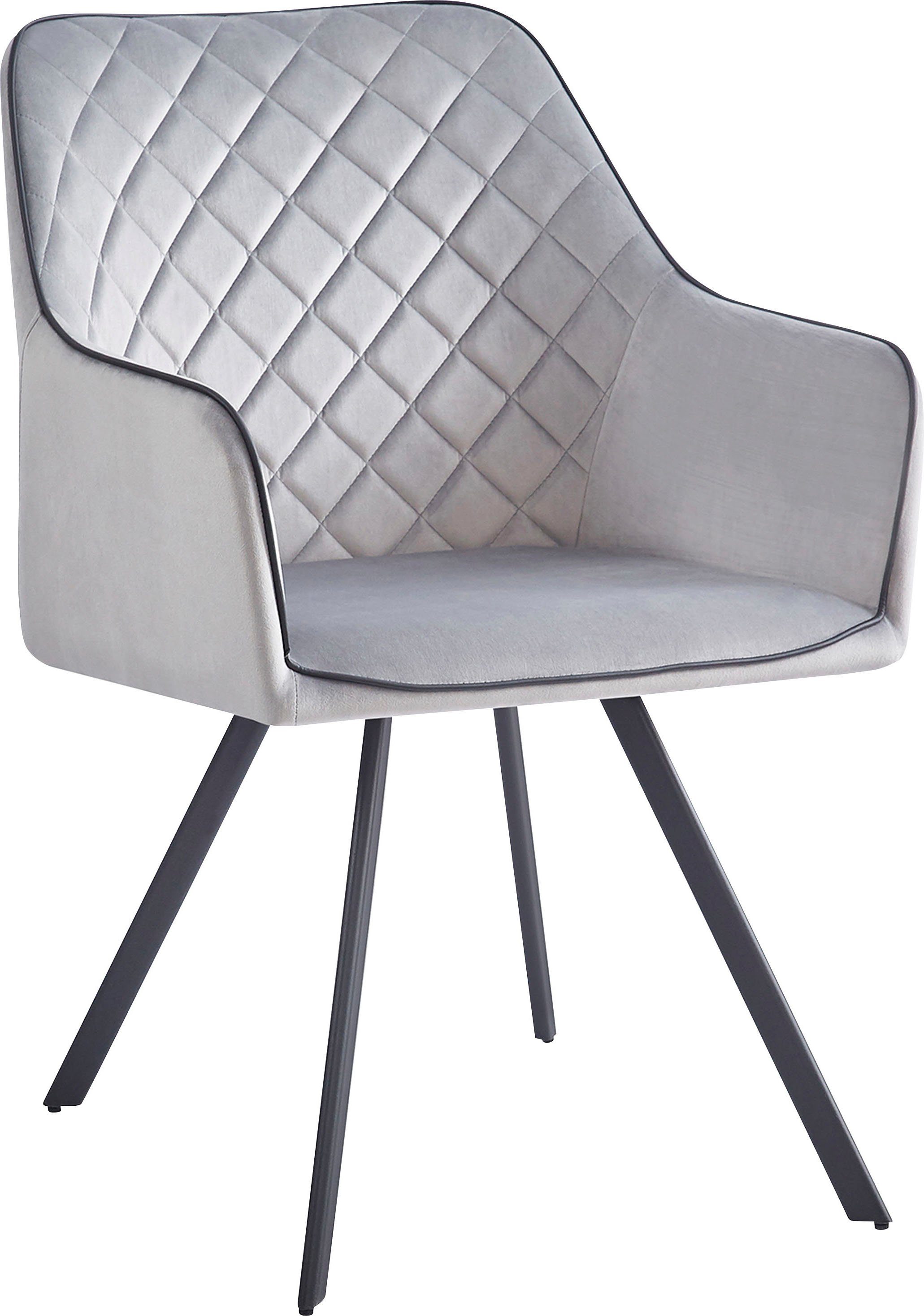 Kayoom Polsterstuhl Stuhl Amber 125 (1 St), aus Samt Grau | Grau