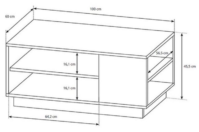 Feldmann-Wohnen Wohnzimmer-Set “Triest”, (Set, 1 Lowboard, 2 Hängeschränke, 1 Hängeregal, 1 Couchtisch, 2 Kommoden), B/T/H 110cm / 45 cm / 133,5 cm