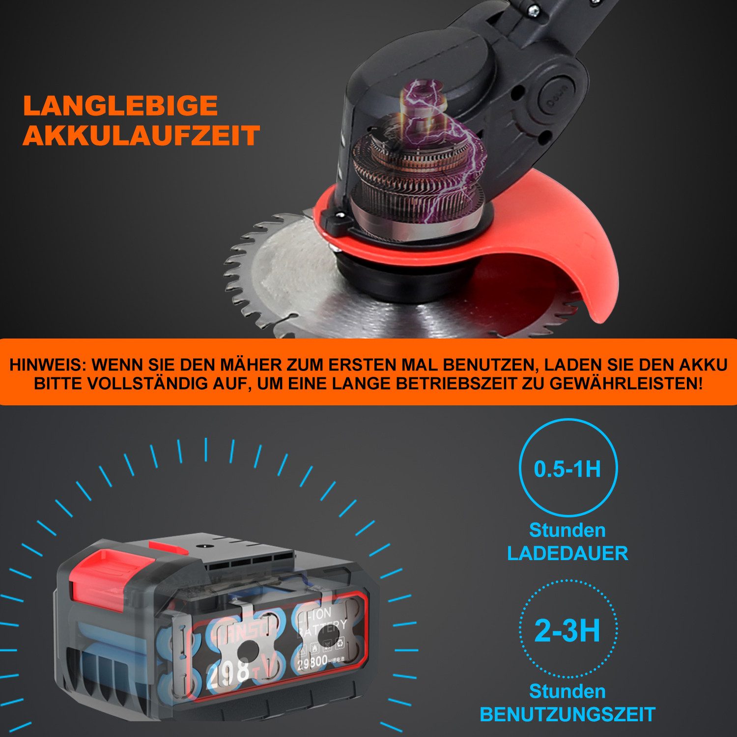 Clanmacy Akku-Rasentrimmer Rasentrimmer inkl. 2x Akku Mit Ladegerät Trimmer Freischneider Set